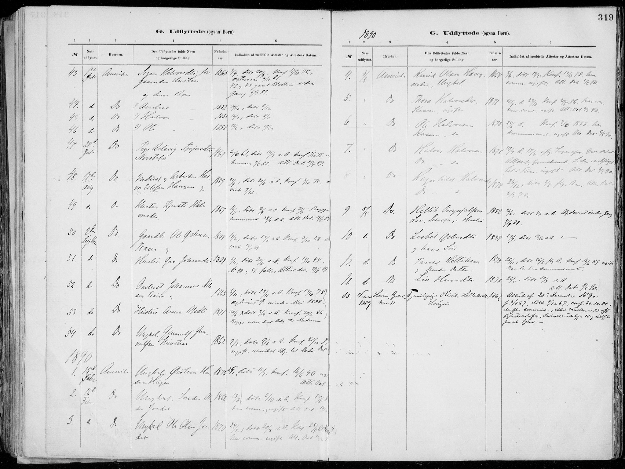 Tinn kirkebøker, SAKO/A-308/F/Fa/L0007: Parish register (official) no. I 7, 1878-1922, p. 319