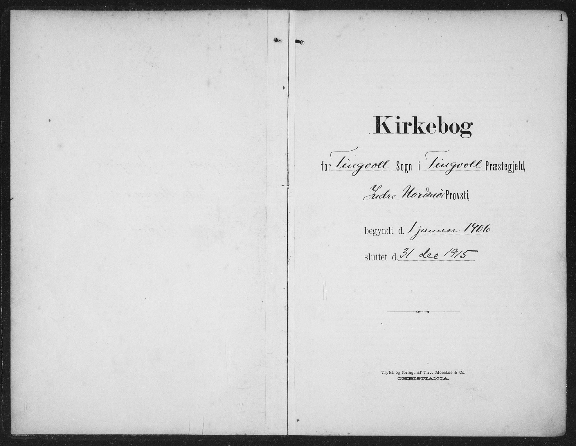 Ministerialprotokoller, klokkerbøker og fødselsregistre - Møre og Romsdal, AV/SAT-A-1454/586/L0989: Parish register (official) no. 586A15, 1906-1915, p. 1