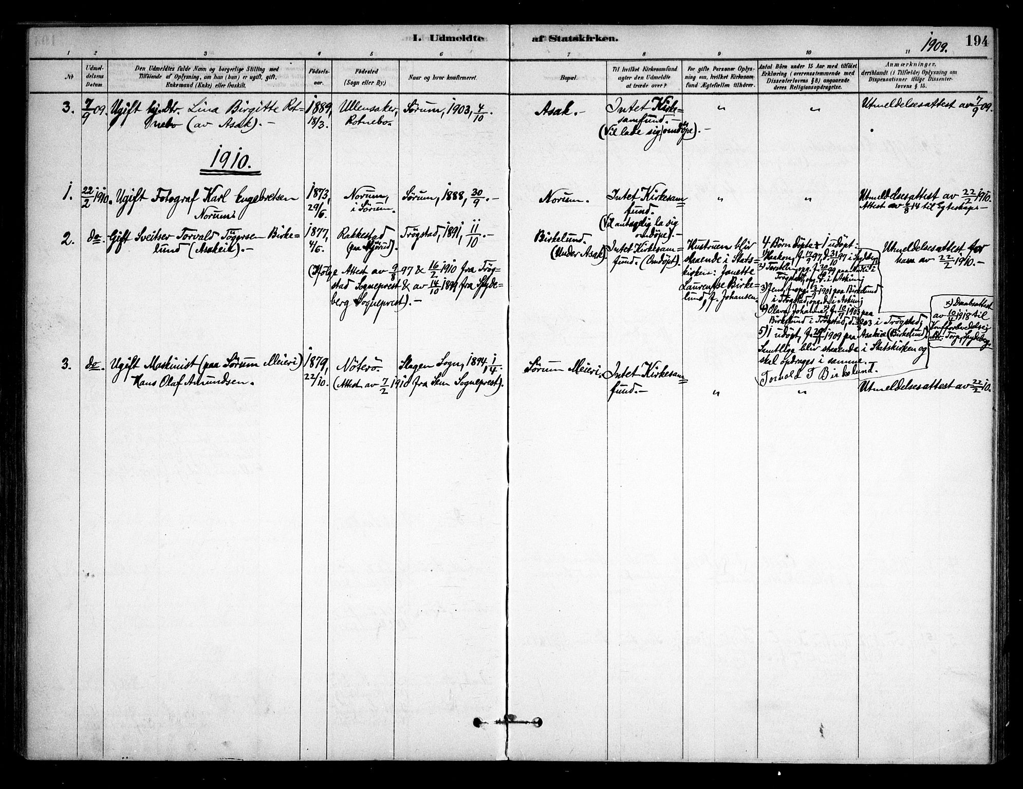 Sørum prestekontor Kirkebøker, SAO/A-10303/F/Fa/L0008: Parish register (official) no. I 8, 1878-1914, p. 194