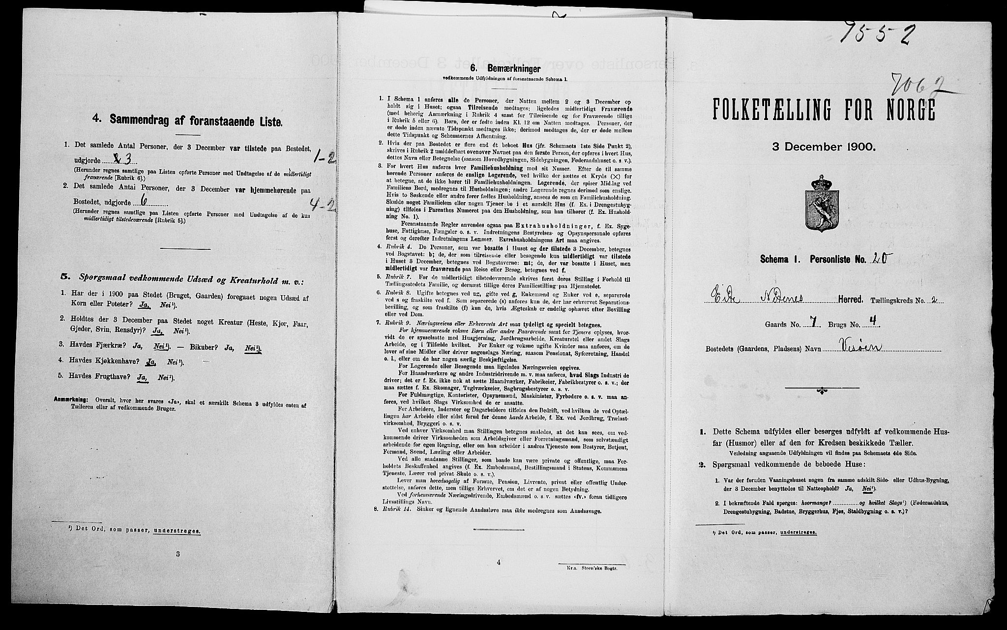 SAK, 1900 census for Eide, 1900, p. 26