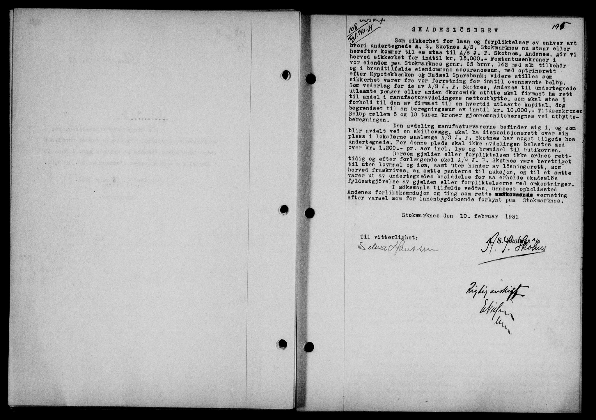 Vesterålen sorenskriveri, SAT/A-4180/1/2/2Ca/L0053: Mortgage book no. 46, 1931-1931, Deed date: 09.04.1931