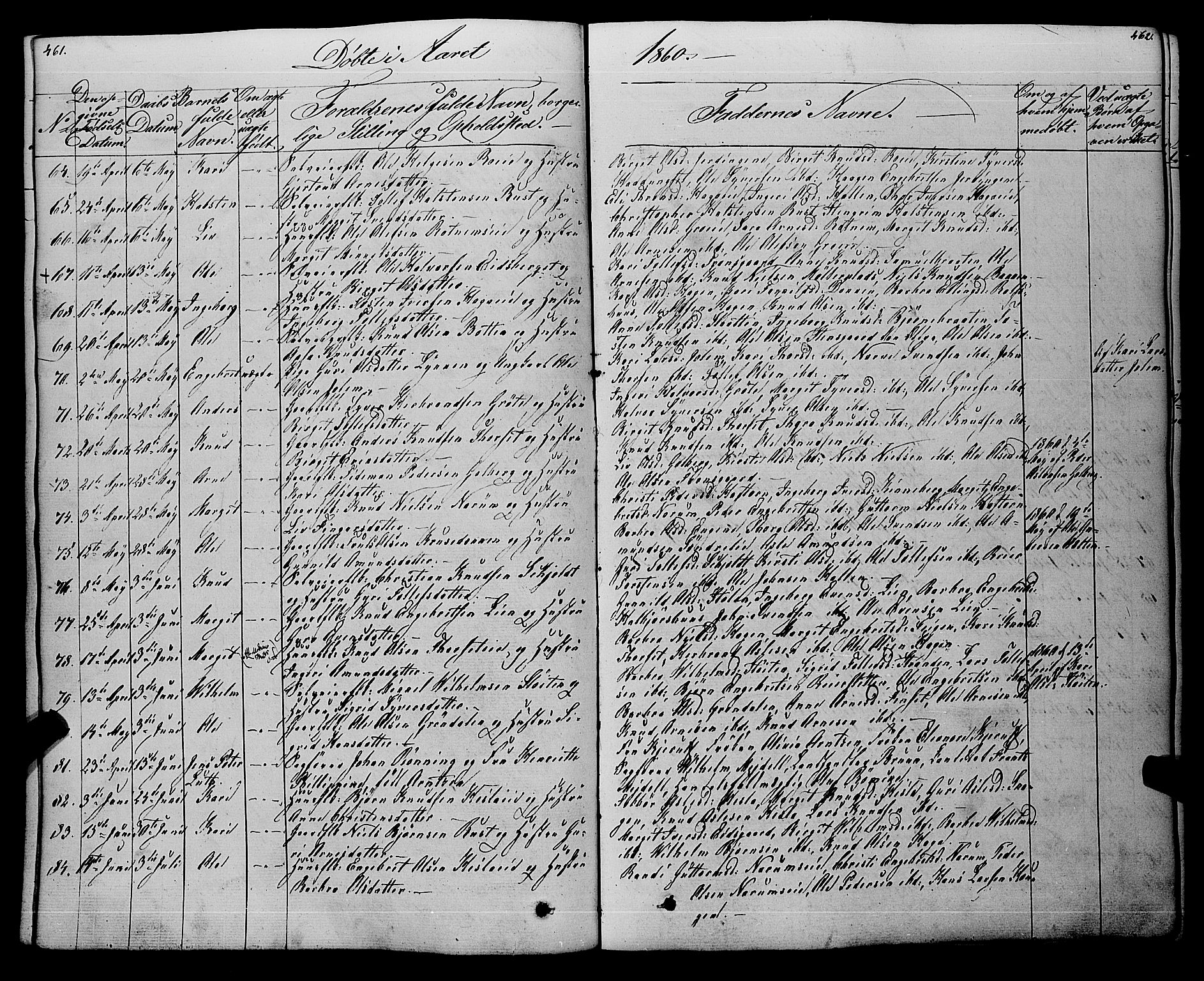 Gol kirkebøker, SAKO/A-226/F/Fa/L0002: Parish register (official) no. I 2, 1837-1863, p. 461-462