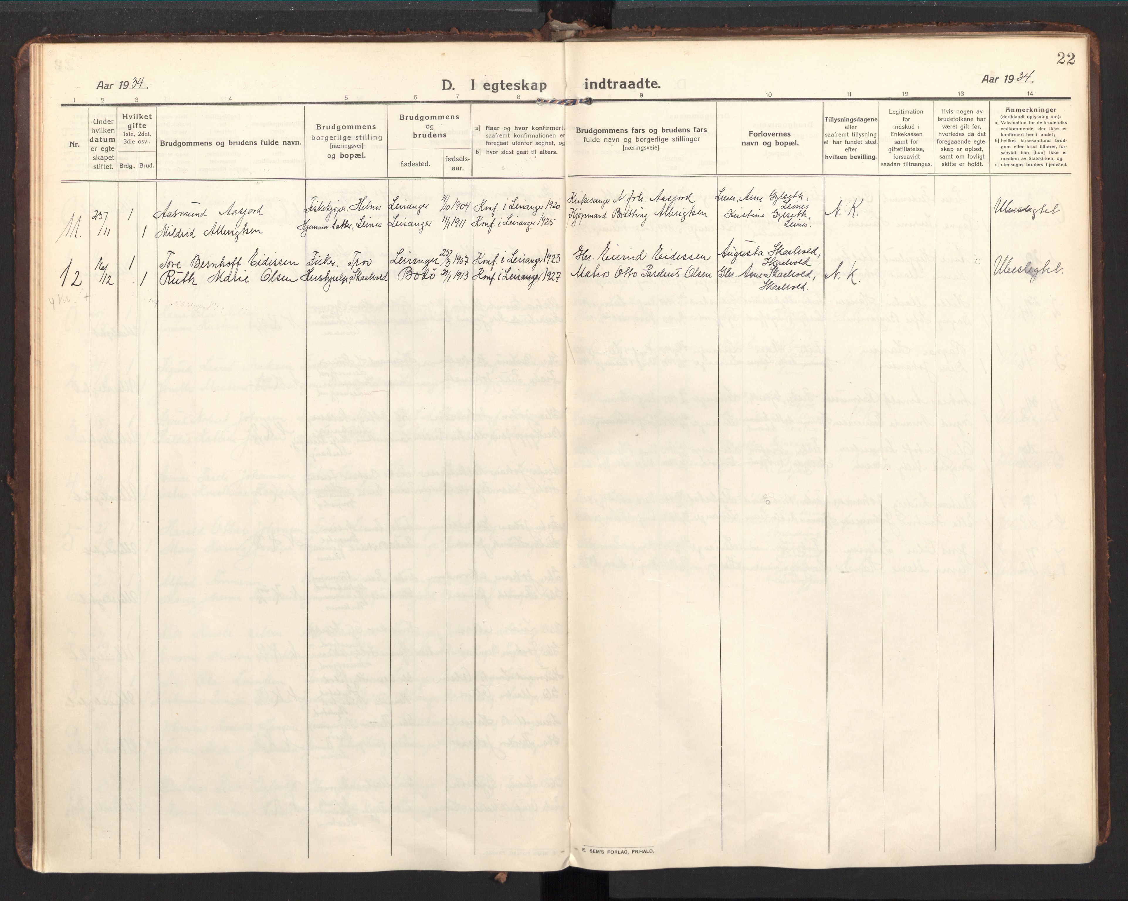 Ministerialprotokoller, klokkerbøker og fødselsregistre - Nordland, AV/SAT-A-1459/857/L0825: Parish register (official) no. 857A05, 1917-1946, p. 22