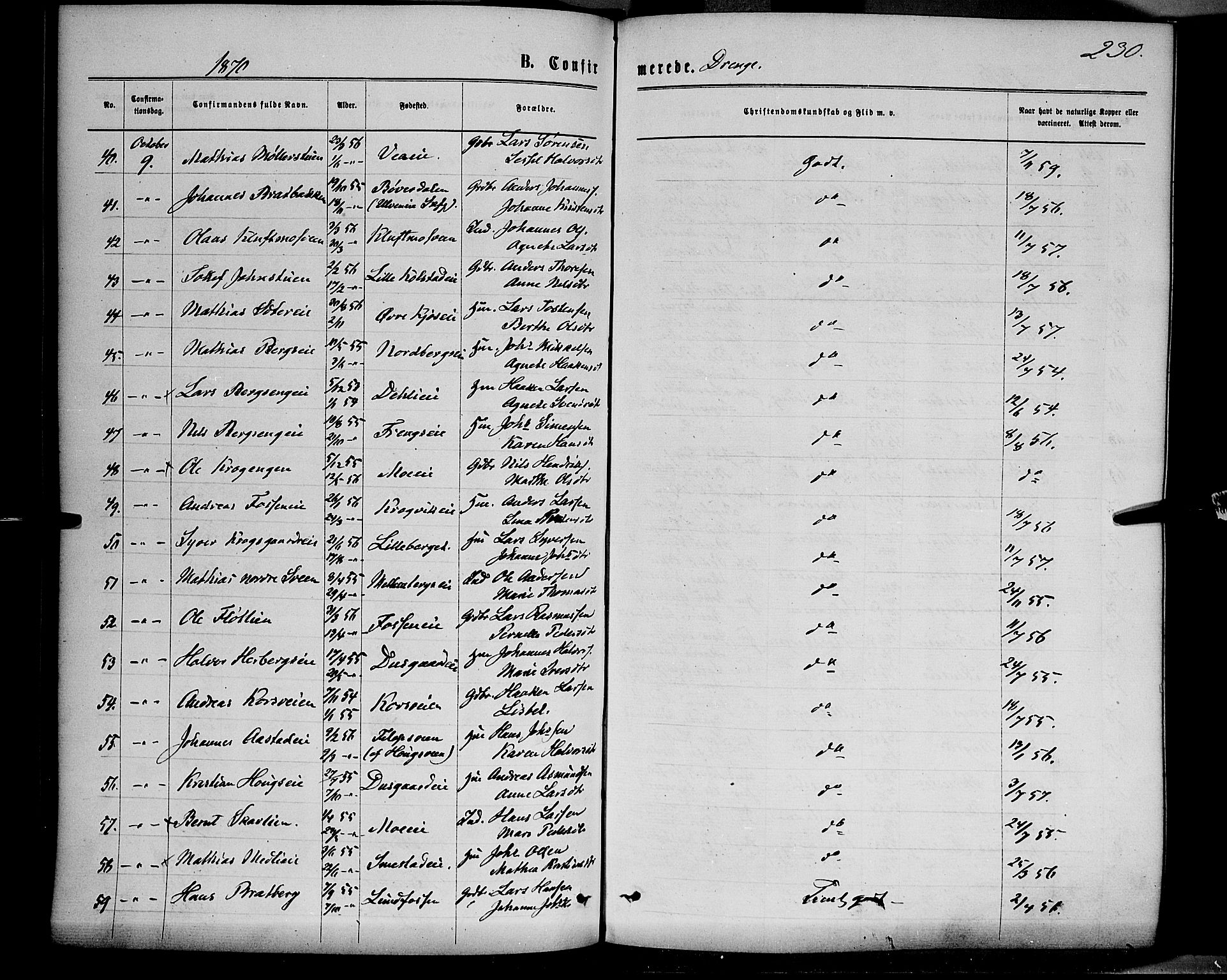 Ringsaker prestekontor, AV/SAH-PREST-014/K/Ka/L0011: Parish register (official) no. 11, 1870-1878, p. 230