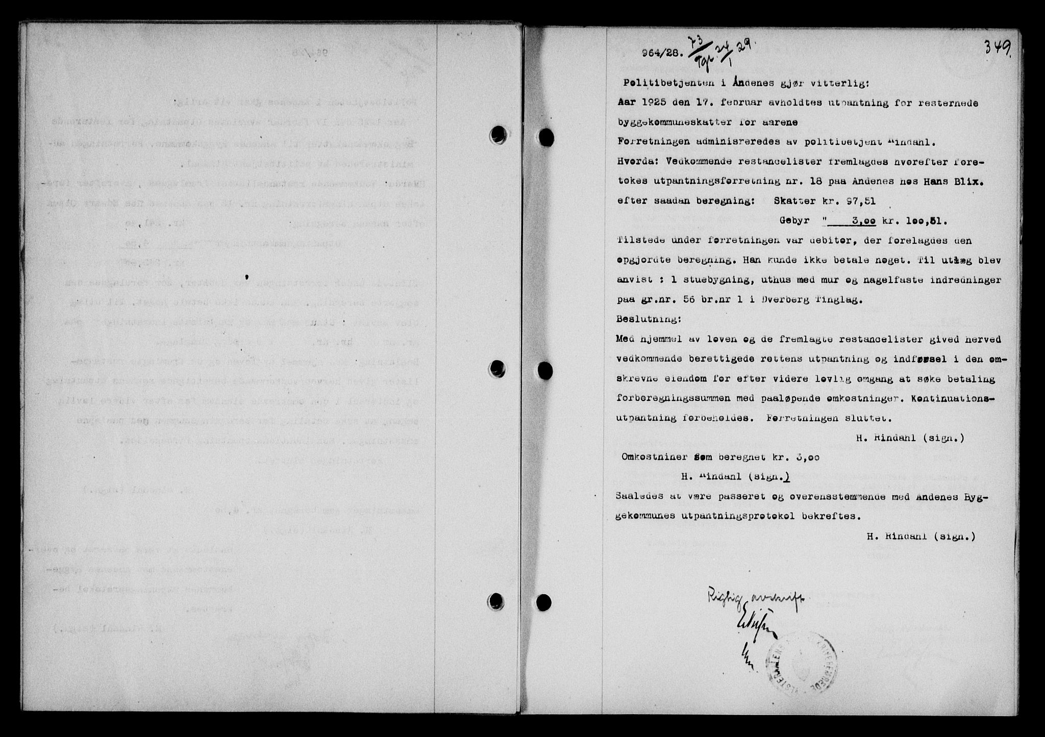Vesterålen sorenskriveri, SAT/A-4180/1/2/2Ca/L0047: Mortgage book no. 40, 1928-1929, Deed date: 24.01.1929