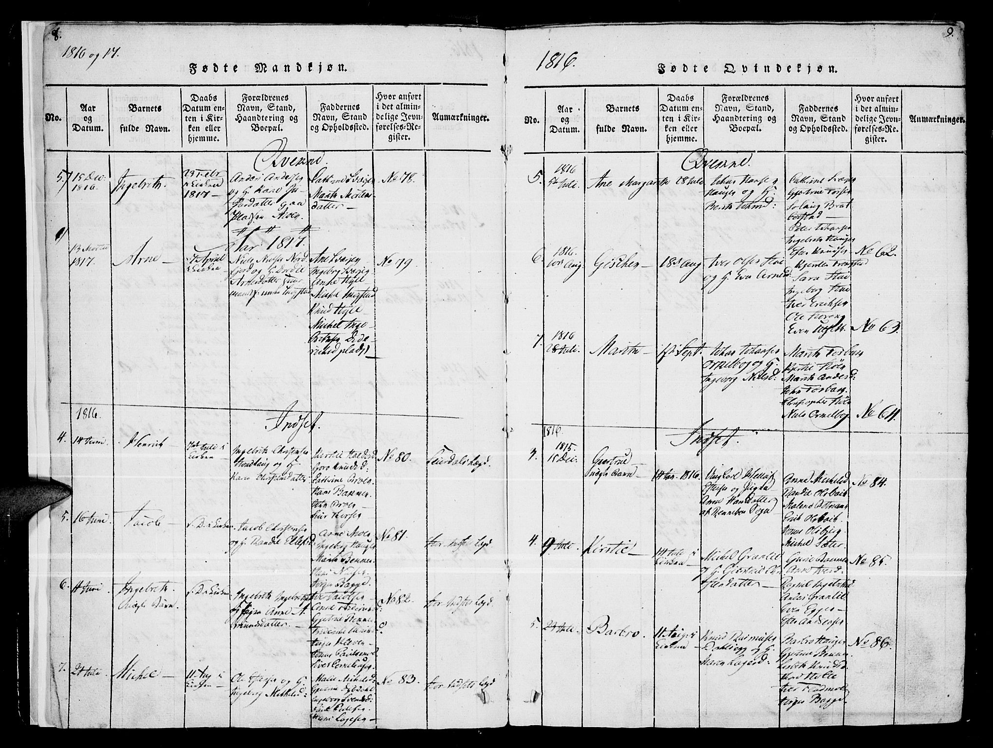 Kvikne prestekontor, SAH/PREST-064/H/Ha/Haa/L0004: Parish register (official) no. 4, 1815-1840, p. 8-9