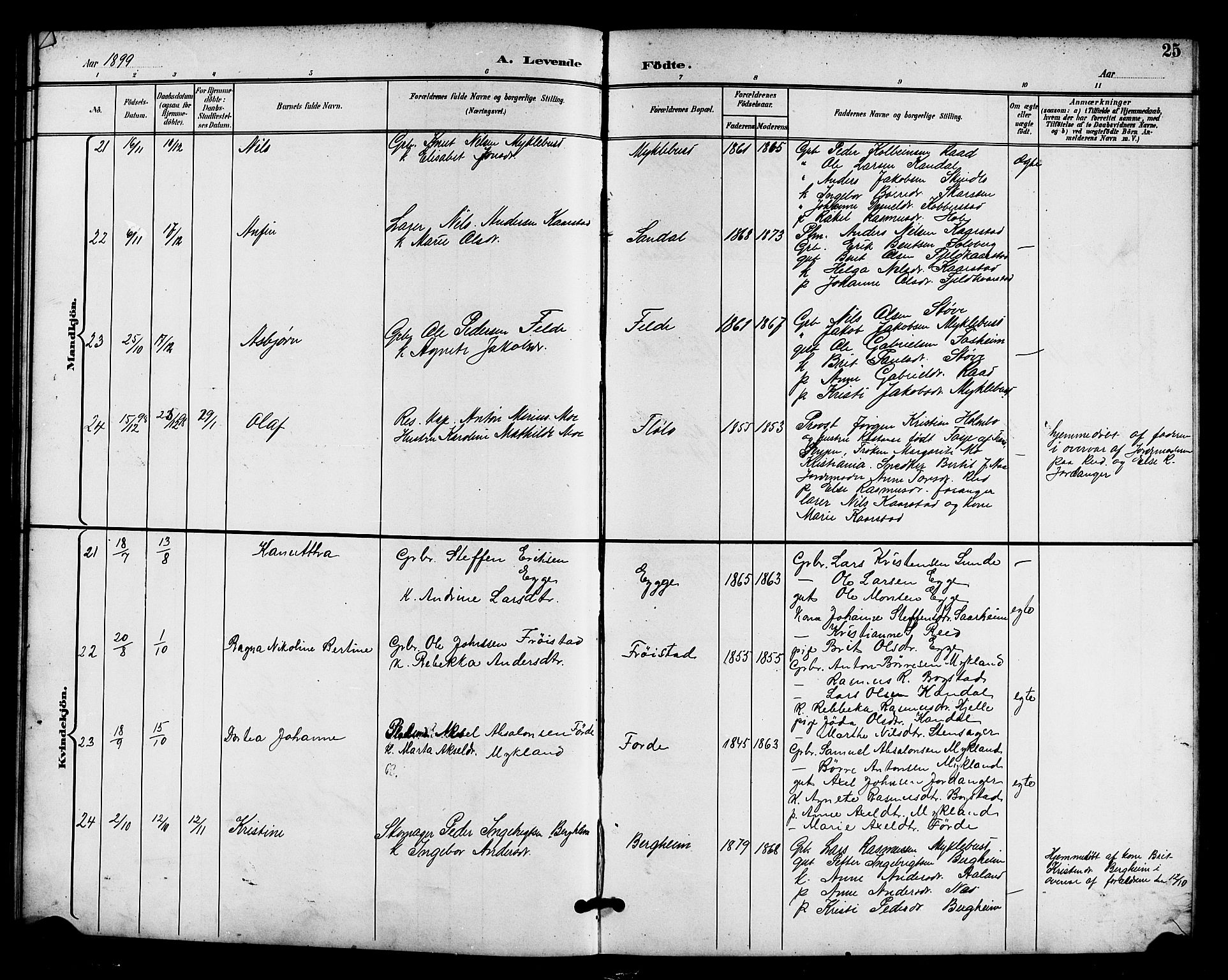 Gloppen sokneprestembete, AV/SAB-A-80101/H/Hab/Habc/L0002: Parish register (copy) no. C 2, 1896-1910, p. 25