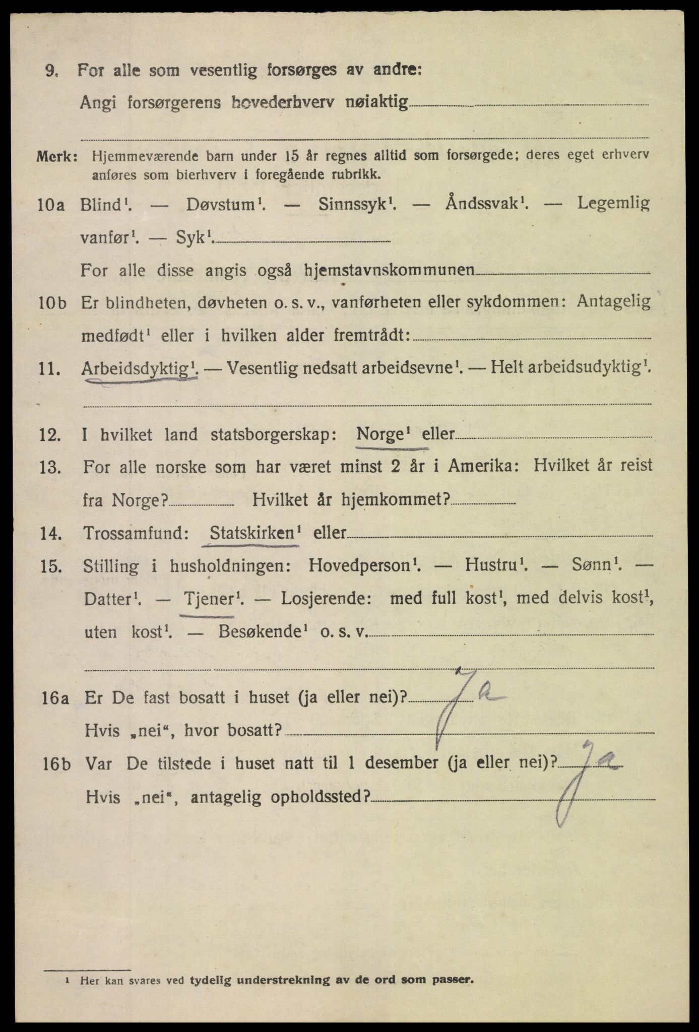 SAK, 1920 census for Vegårshei, 1920, p. 3683