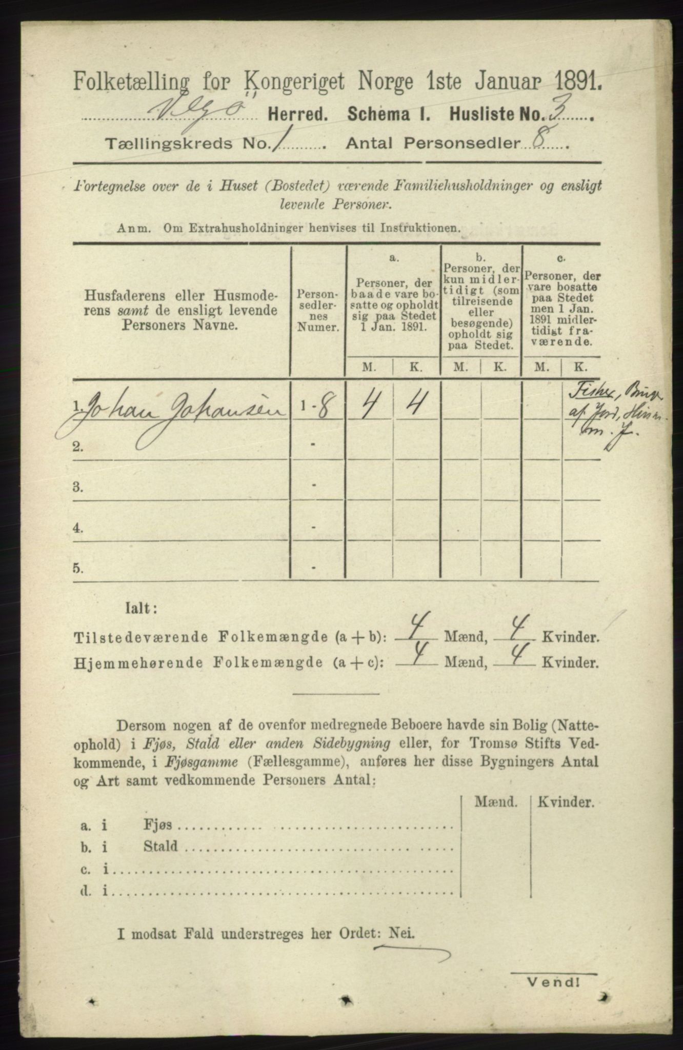 RA, 1891 census for 1815 Vega, 1891, p. 21