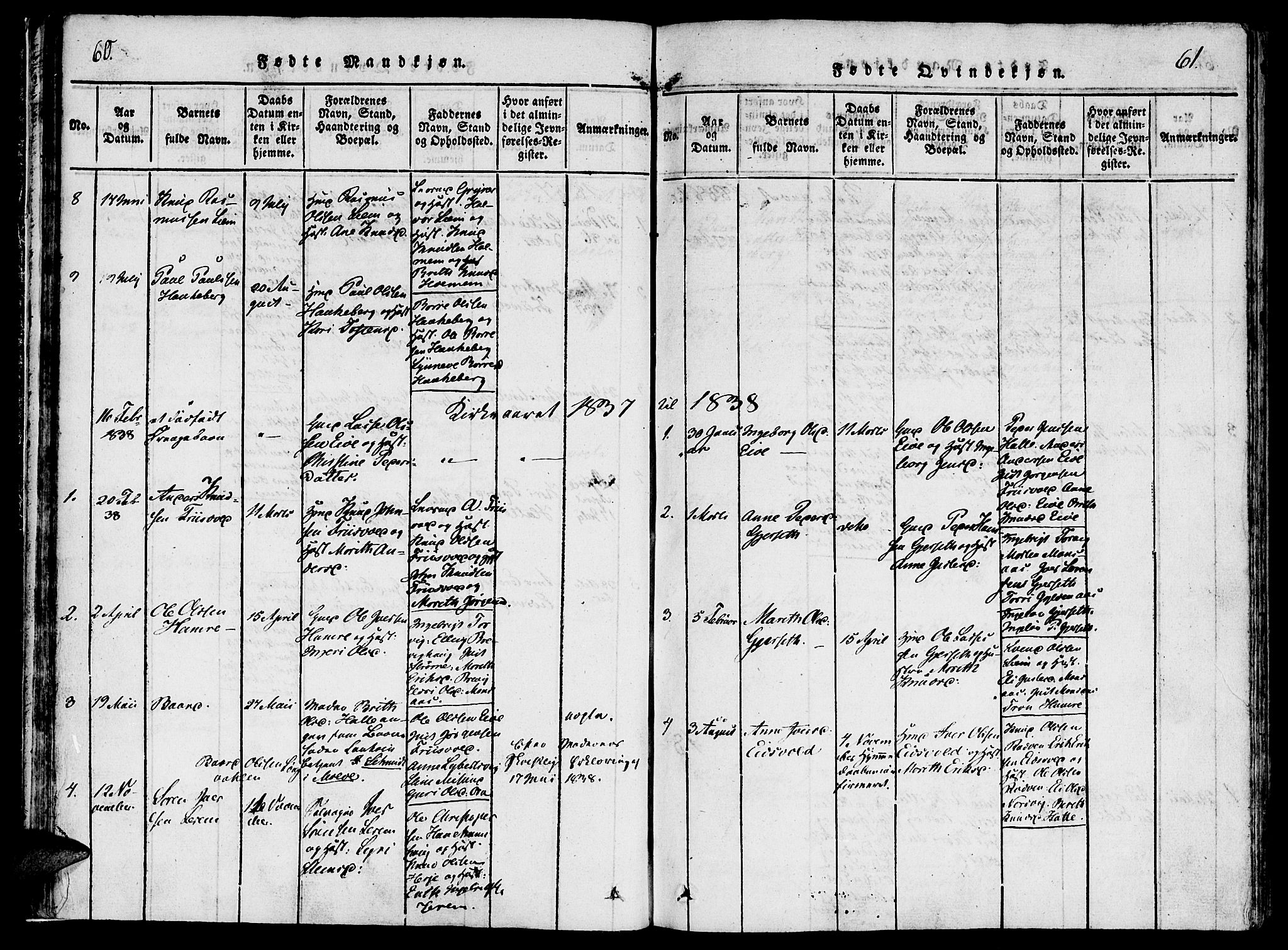 Ministerialprotokoller, klokkerbøker og fødselsregistre - Møre og Romsdal, SAT/A-1454/542/L0551: Parish register (official) no. 542A01, 1818-1853, p. 60-61