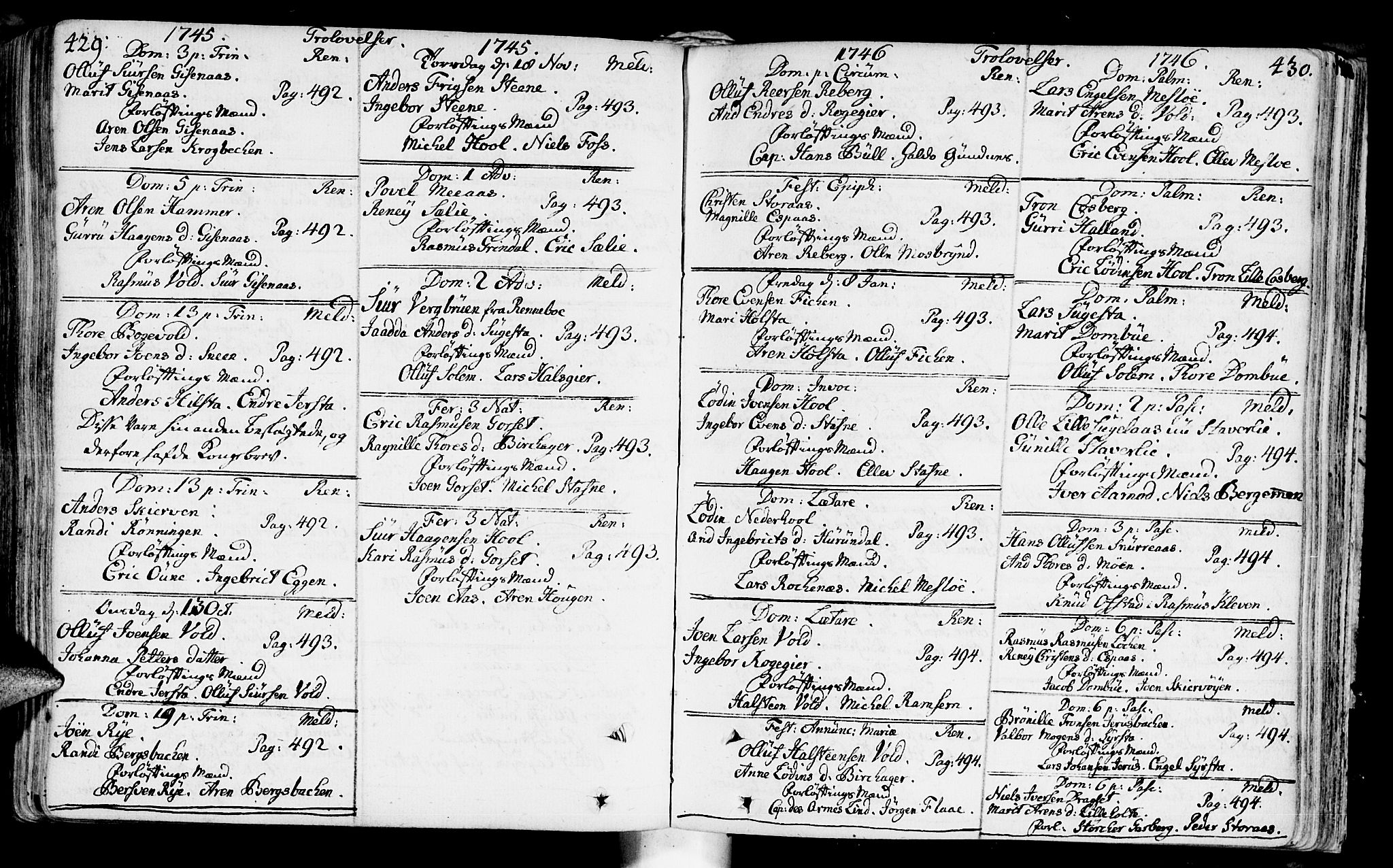 Ministerialprotokoller, klokkerbøker og fødselsregistre - Sør-Trøndelag, SAT/A-1456/672/L0850: Parish register (official) no. 672A03, 1725-1751, p. 429-430