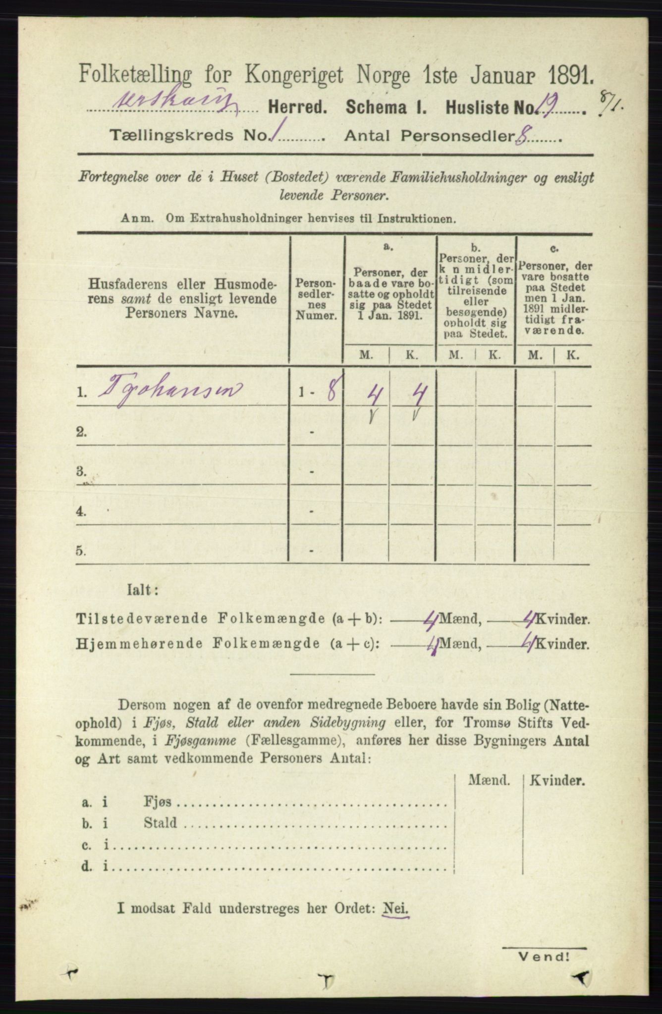 RA, 1891 census for 0224 Aurskog, 1891, p. 48