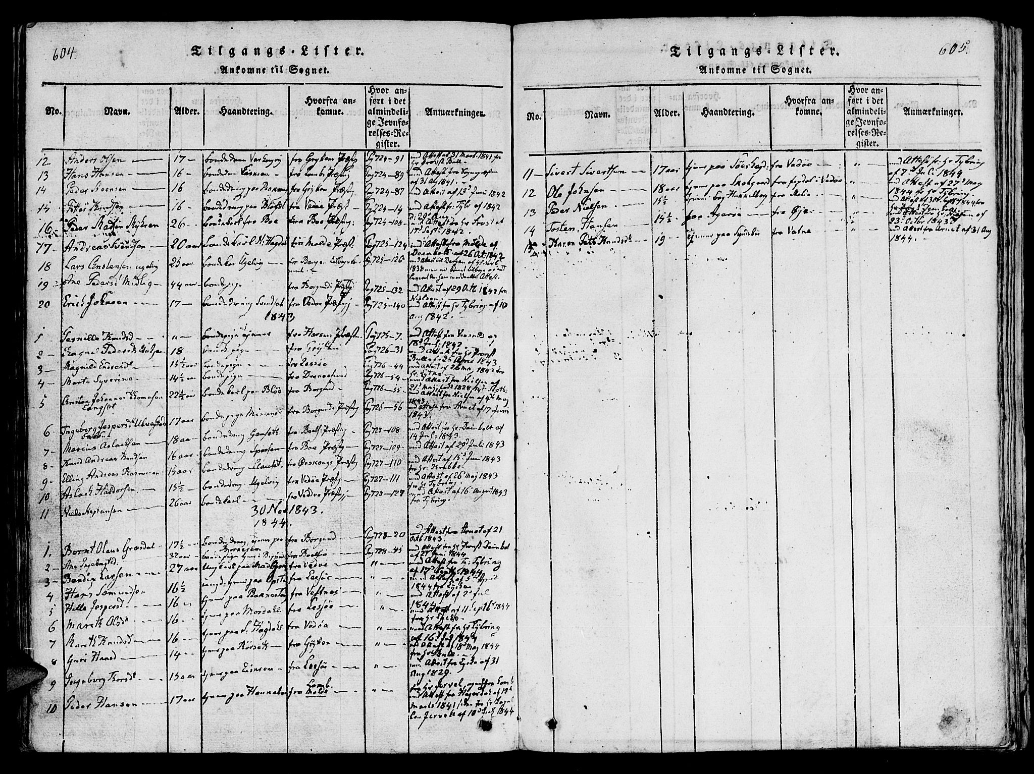 Ministerialprotokoller, klokkerbøker og fødselsregistre - Møre og Romsdal, SAT/A-1454/560/L0718: Parish register (official) no. 560A02, 1817-1844, p. 604-605