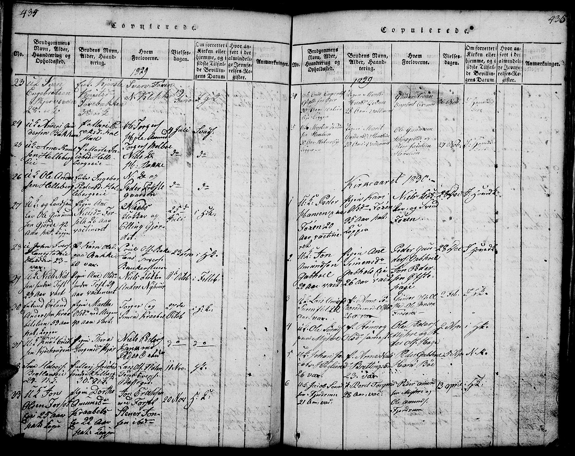 Gausdal prestekontor, SAH/PREST-090/H/Ha/Hab/L0001: Parish register (copy) no. 1, 1817-1848, p. 434-435