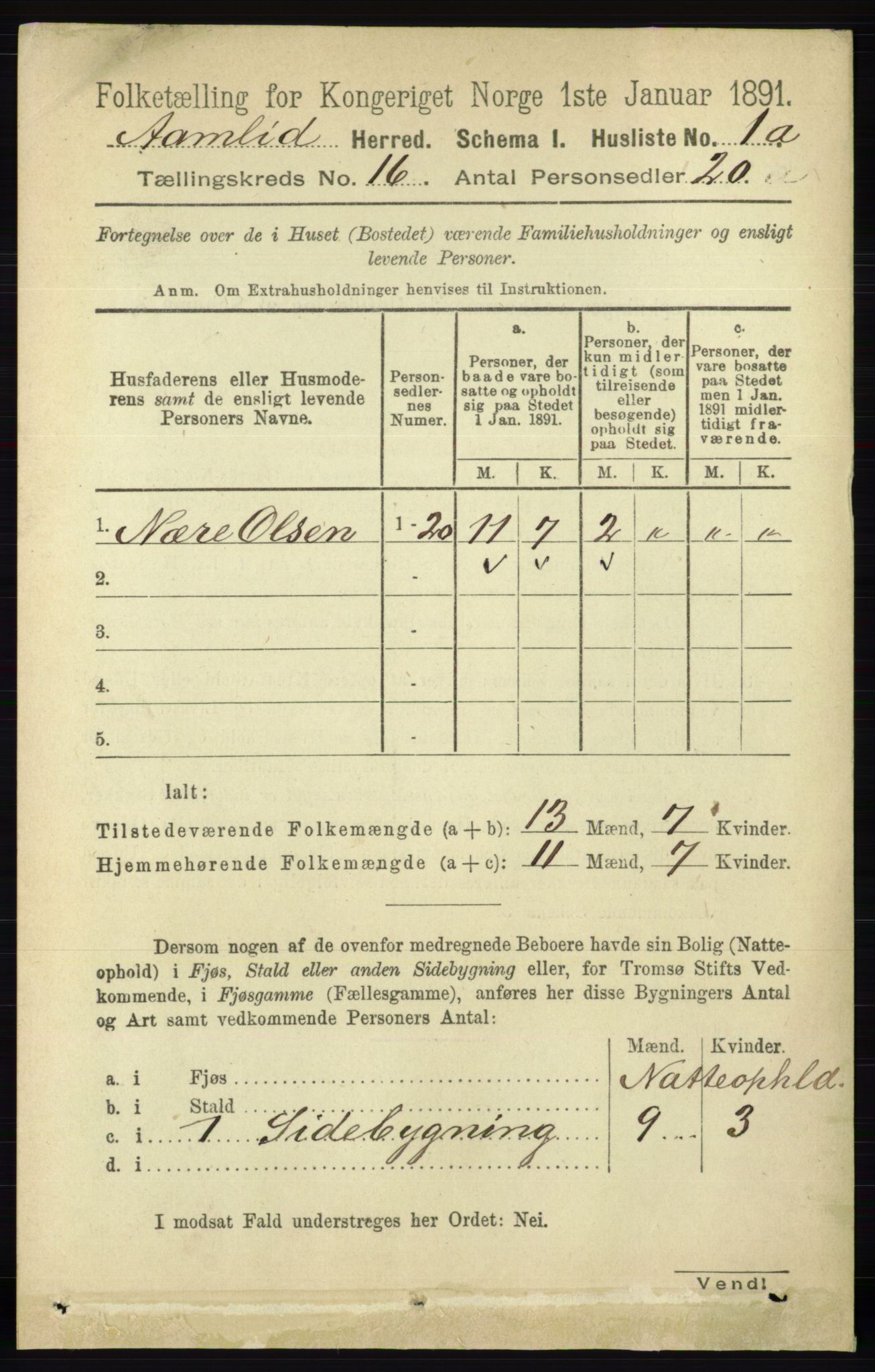 RA, 1891 census for 0929 Åmli, 1891, p. 2668