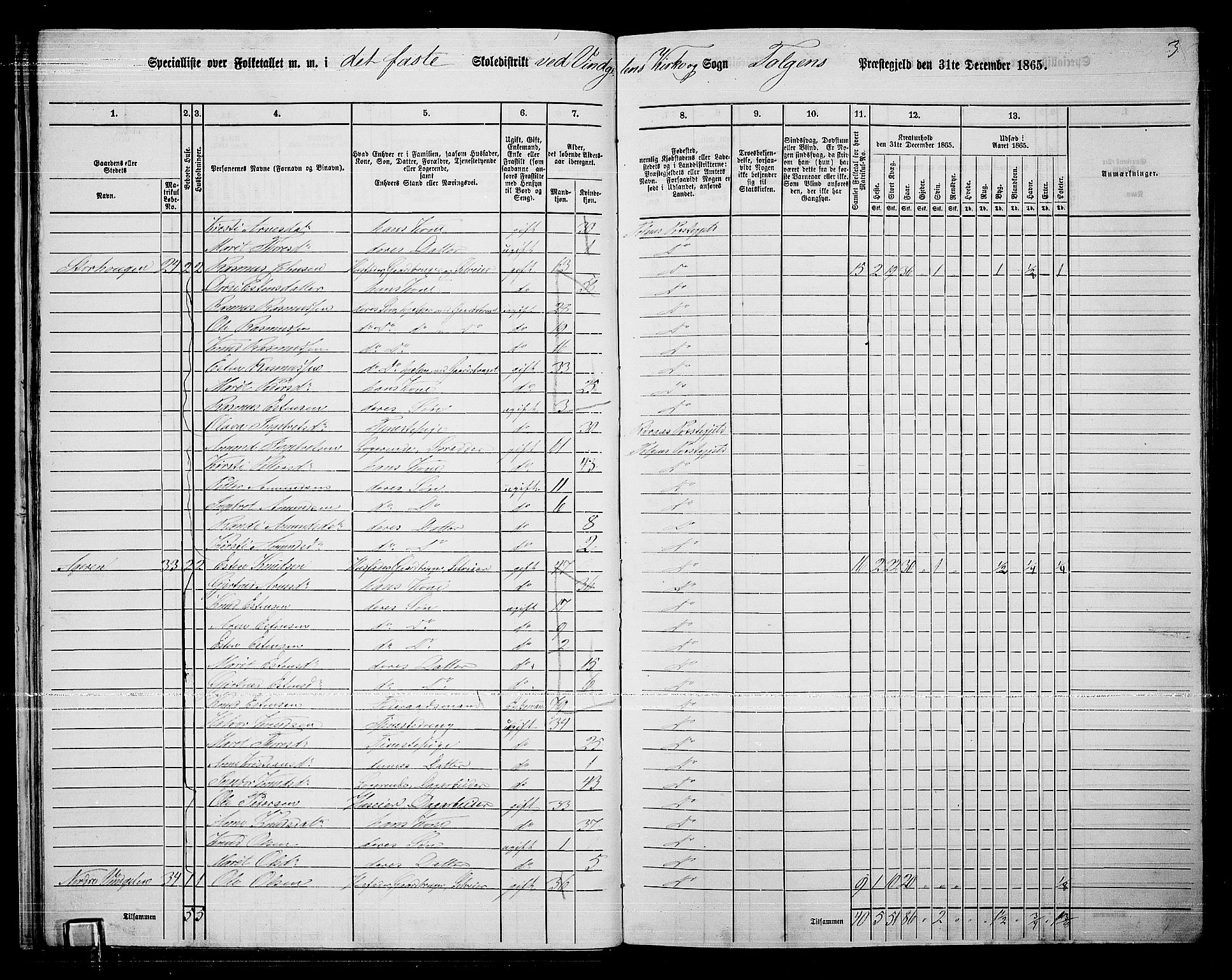 RA, 1865 census for Tolga, 1865, p. 27