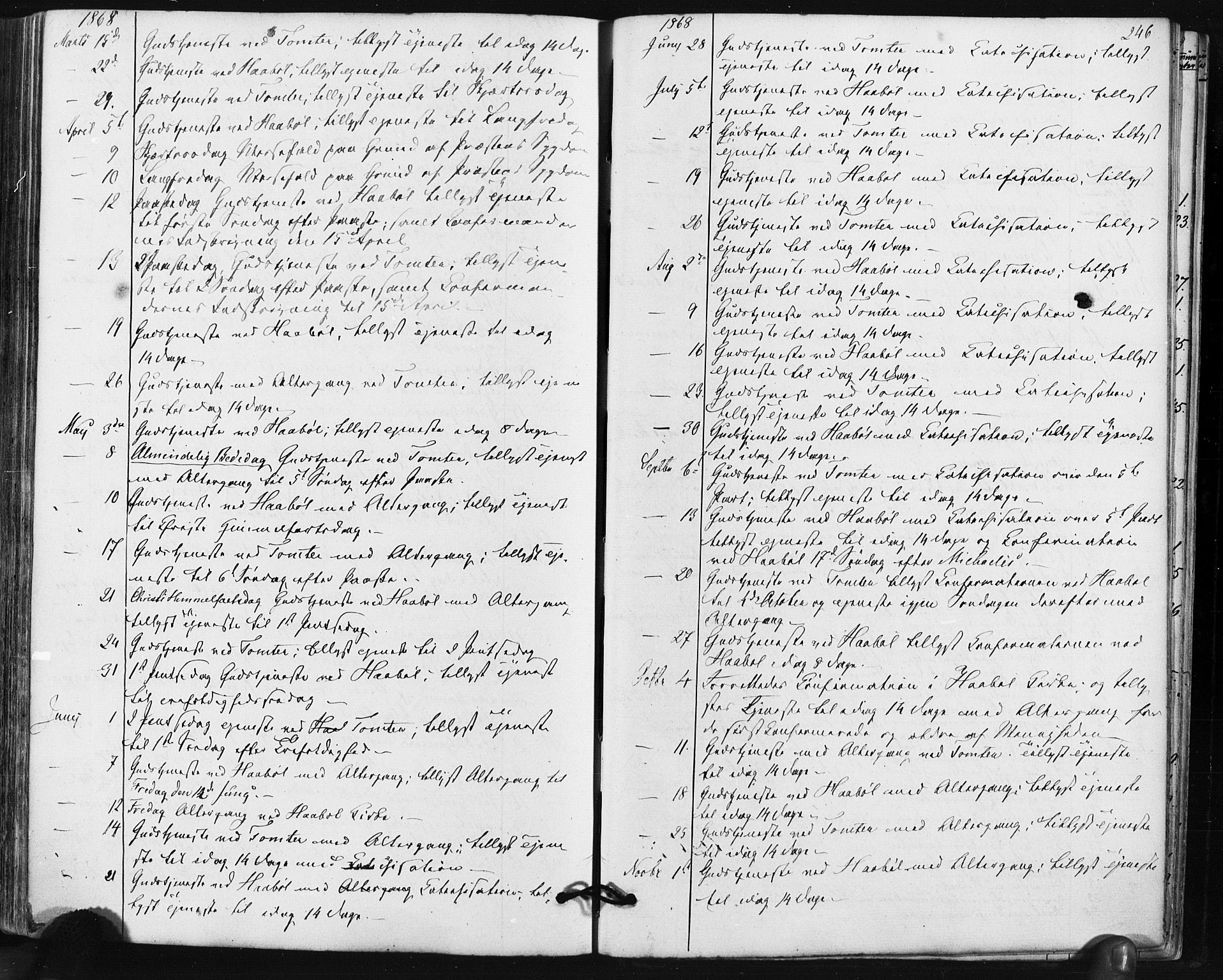 Hobøl prestekontor Kirkebøker, AV/SAO-A-2002/F/Fa/L0004: Parish register (official) no. I 4, 1865-1877, p. 246