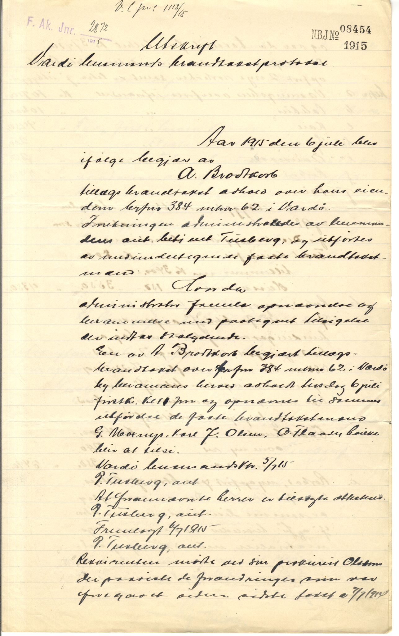 Brodtkorb handel A/S, VAMU/A-0001/Q/Qb/L0001: Skjøter og grunnbrev i Vardø by, 1822-1943, p. 258