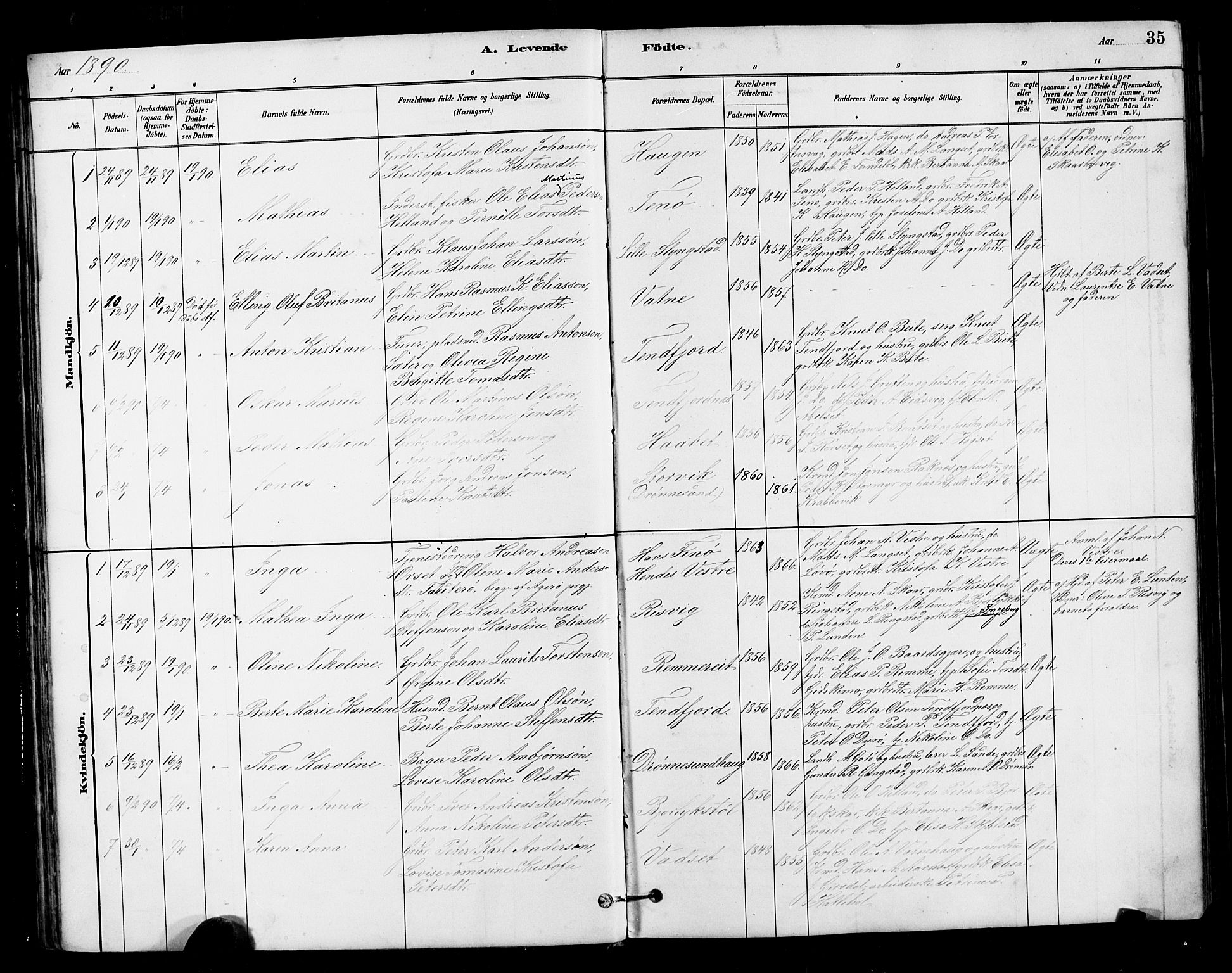 Ministerialprotokoller, klokkerbøker og fødselsregistre - Møre og Romsdal, AV/SAT-A-1454/525/L0376: Parish register (copy) no. 525C02, 1880-1902, p. 35