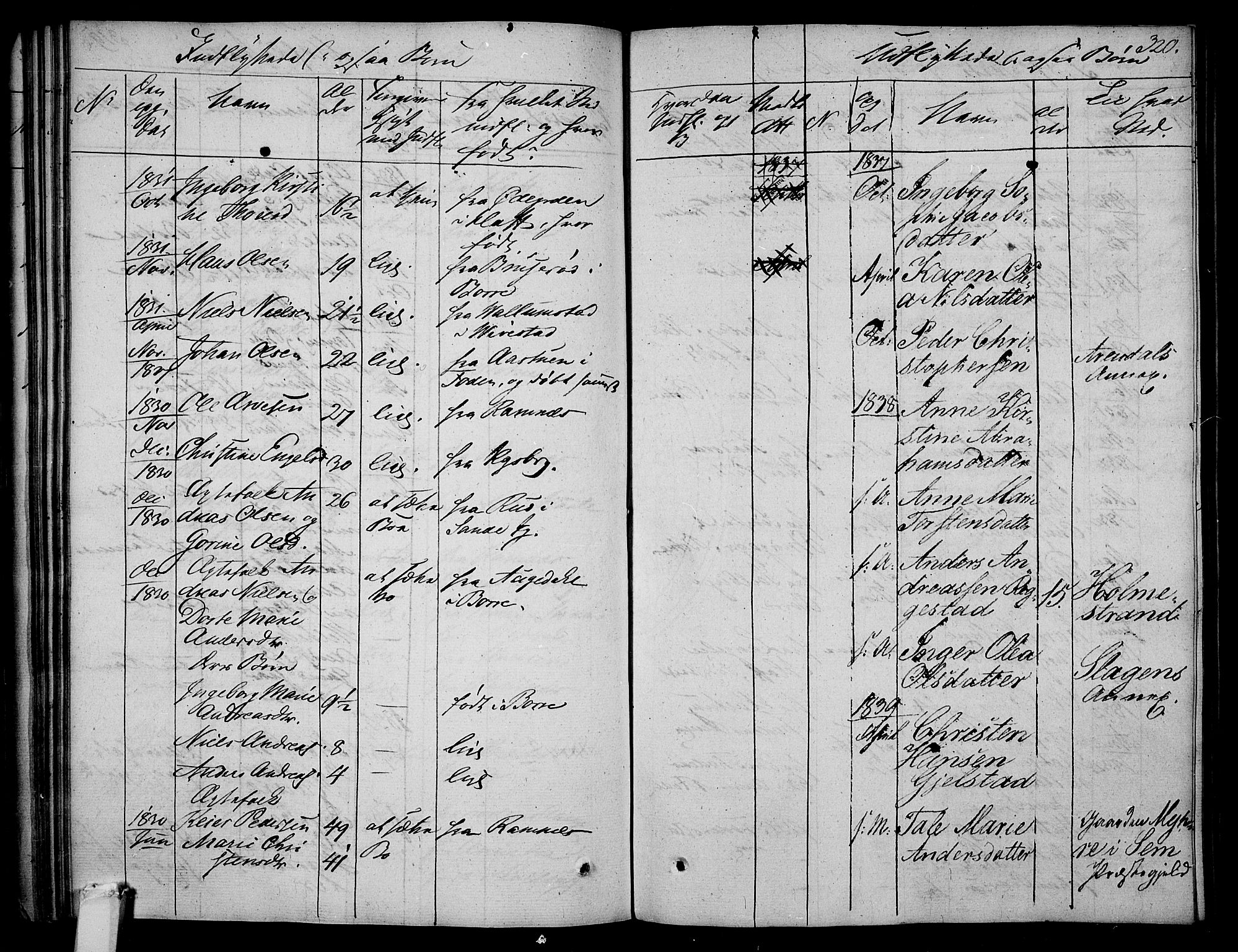 Våle kirkebøker, AV/SAKO-A-334/F/Fa/L0008: Parish register (official) no. I 8, 1824-1844, p. 320