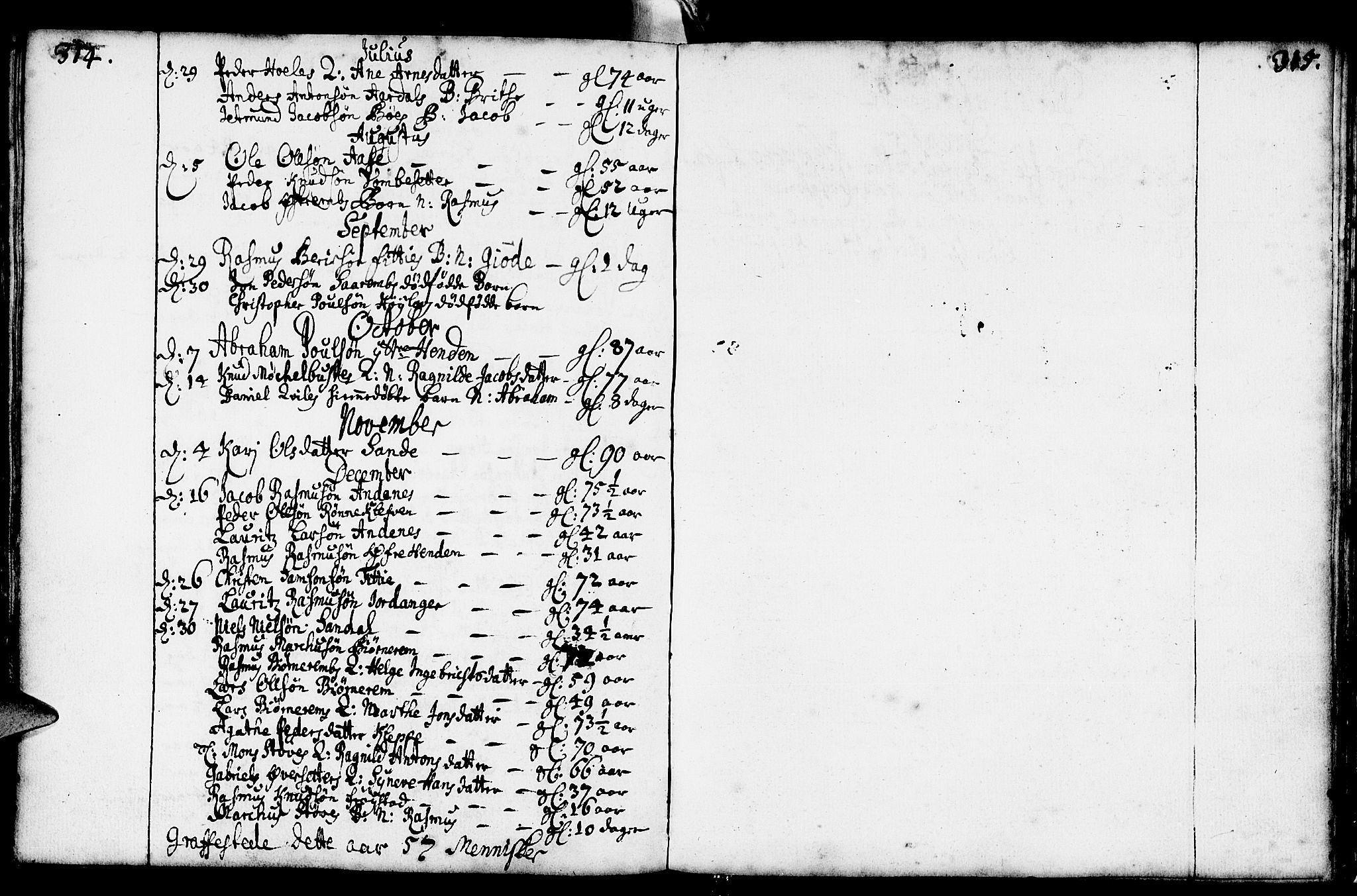 Gloppen sokneprestembete, SAB/A-80101/H/Haa/Haaa/L0001: Parish register (official) no. A 1, 1686-1711, p. 314-315