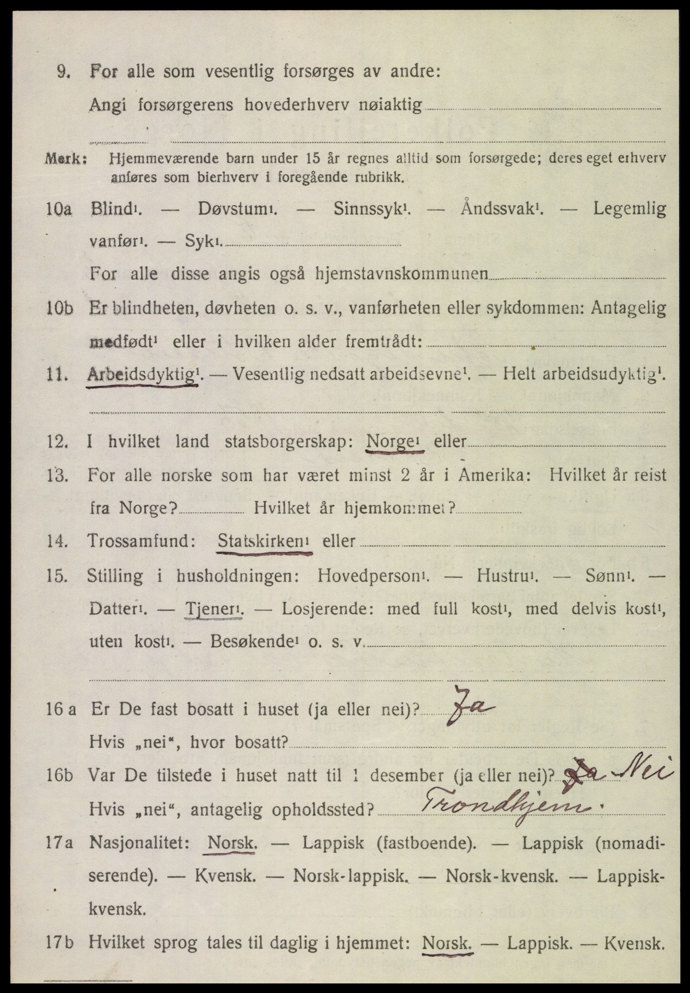 SAT, 1920 census for Vikna, 1920, p. 1566