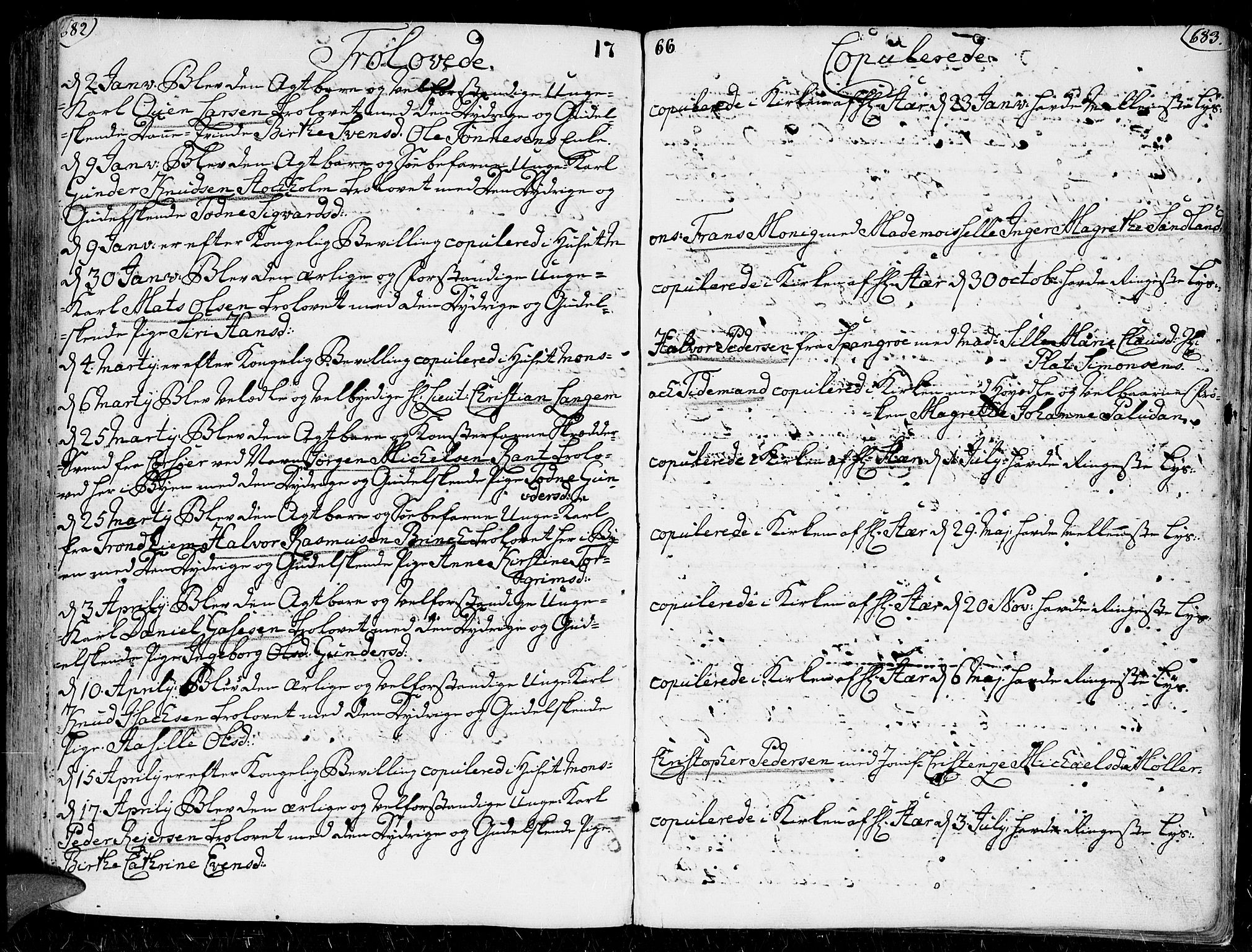 Kristiansand domprosti, SAK/1112-0006/F/Fa/L0001: Parish register (official) no. A 1, 1734-1793, p. 682-683