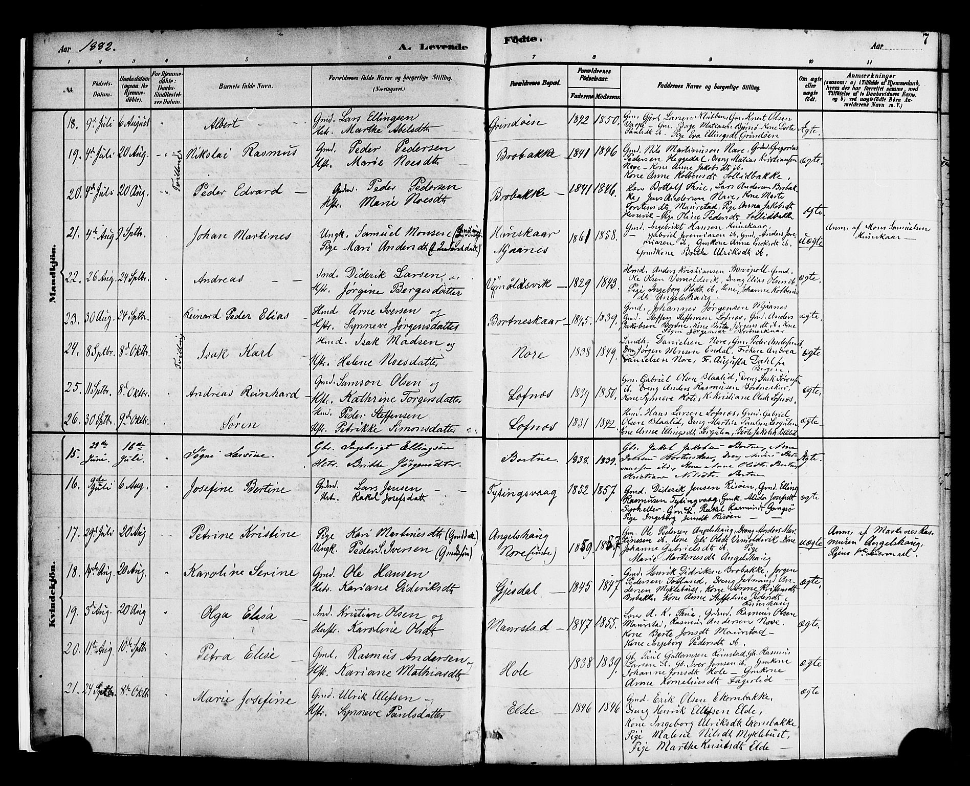 Davik sokneprestembete, SAB/A-79701/H/Haa/Haad/L0001: Parish register (official) no. D 1, 1882-1900, p. 7