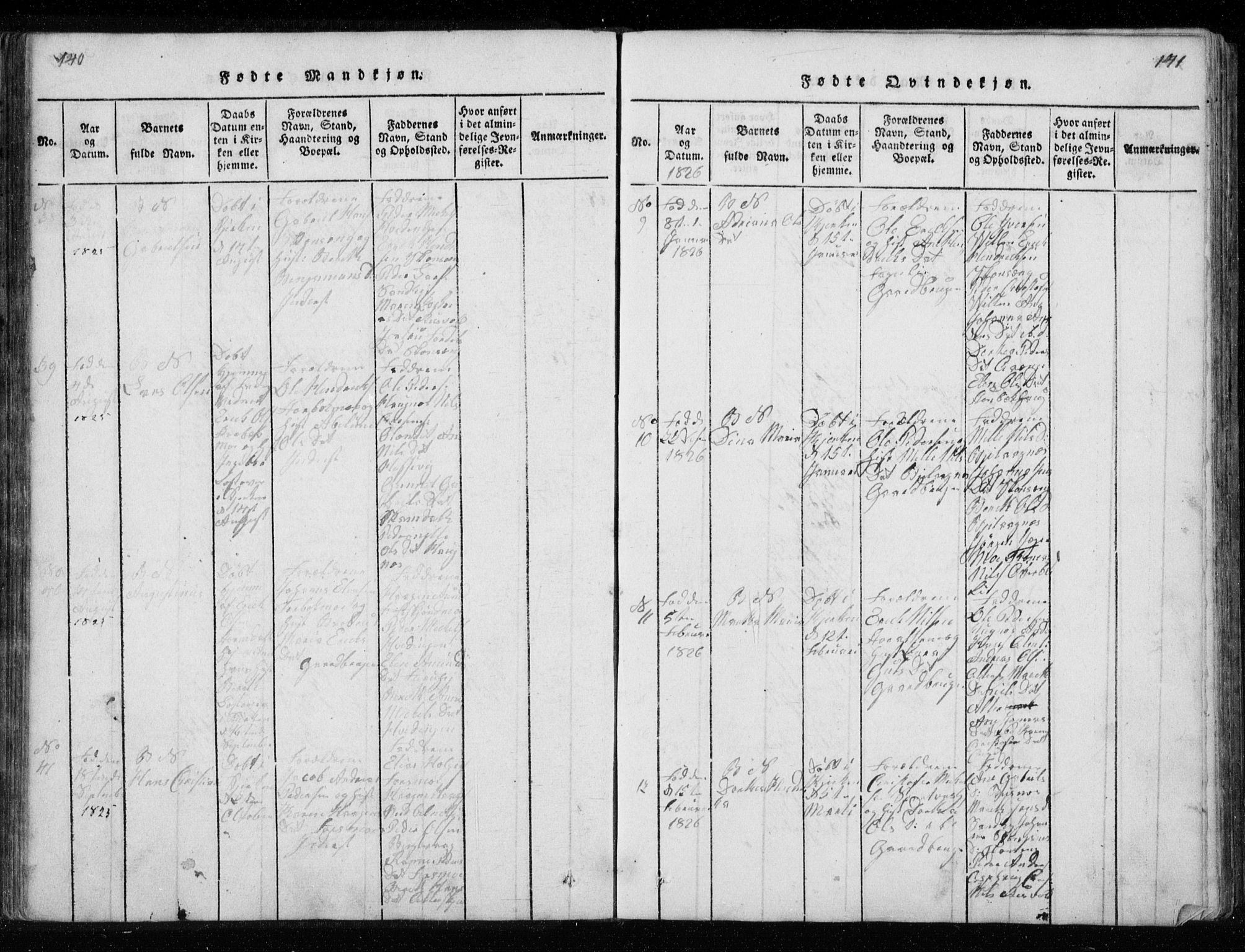 Ministerialprotokoller, klokkerbøker og fødselsregistre - Nordland, AV/SAT-A-1459/827/L0412: Parish register (copy) no. 827C01, 1820-1841, p. 140-141