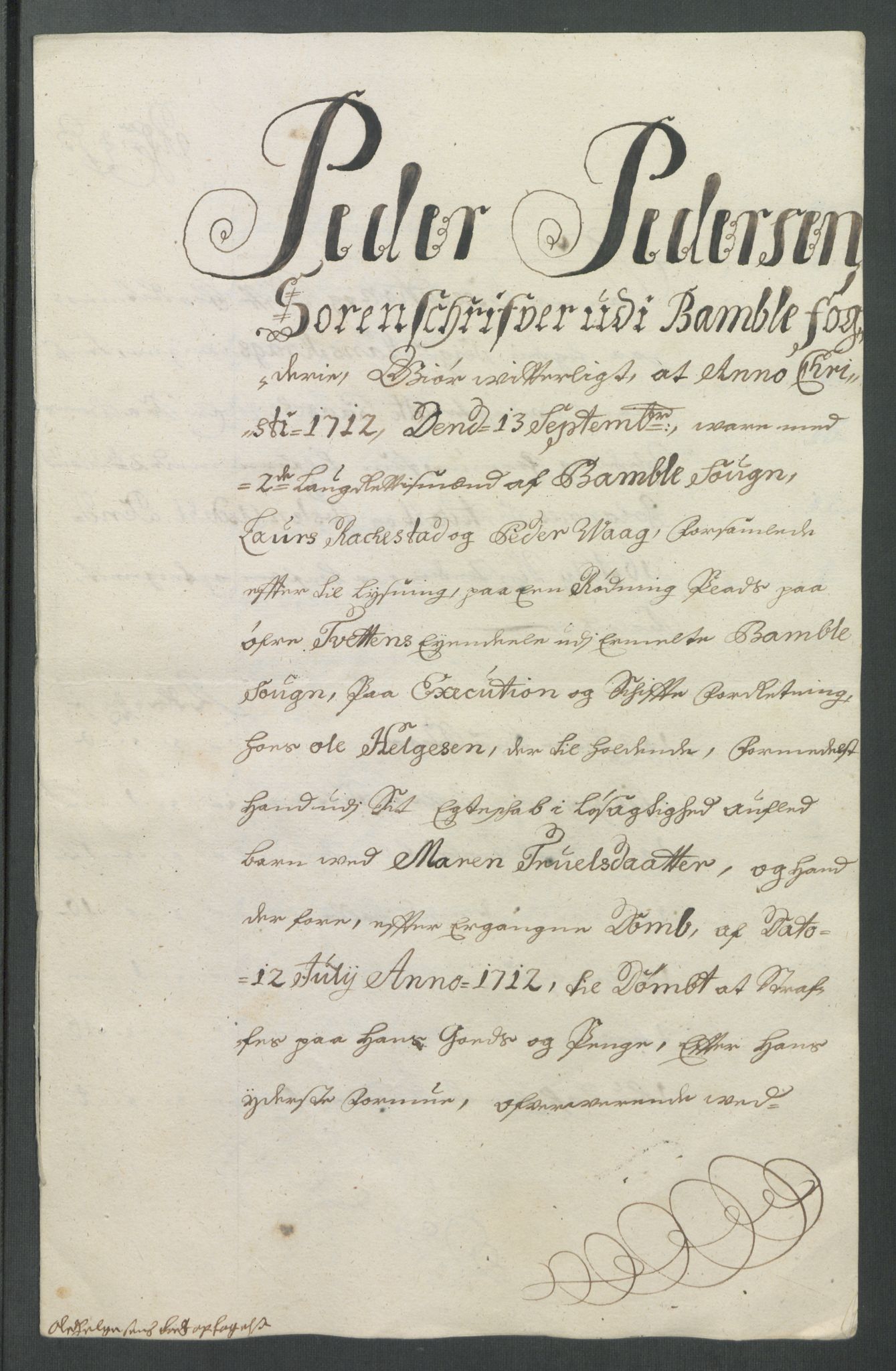 Rentekammeret inntil 1814, Reviderte regnskaper, Fogderegnskap, AV/RA-EA-4092/R36/L2123: Fogderegnskap Øvre og Nedre Telemark og Bamble, 1712, p. 232