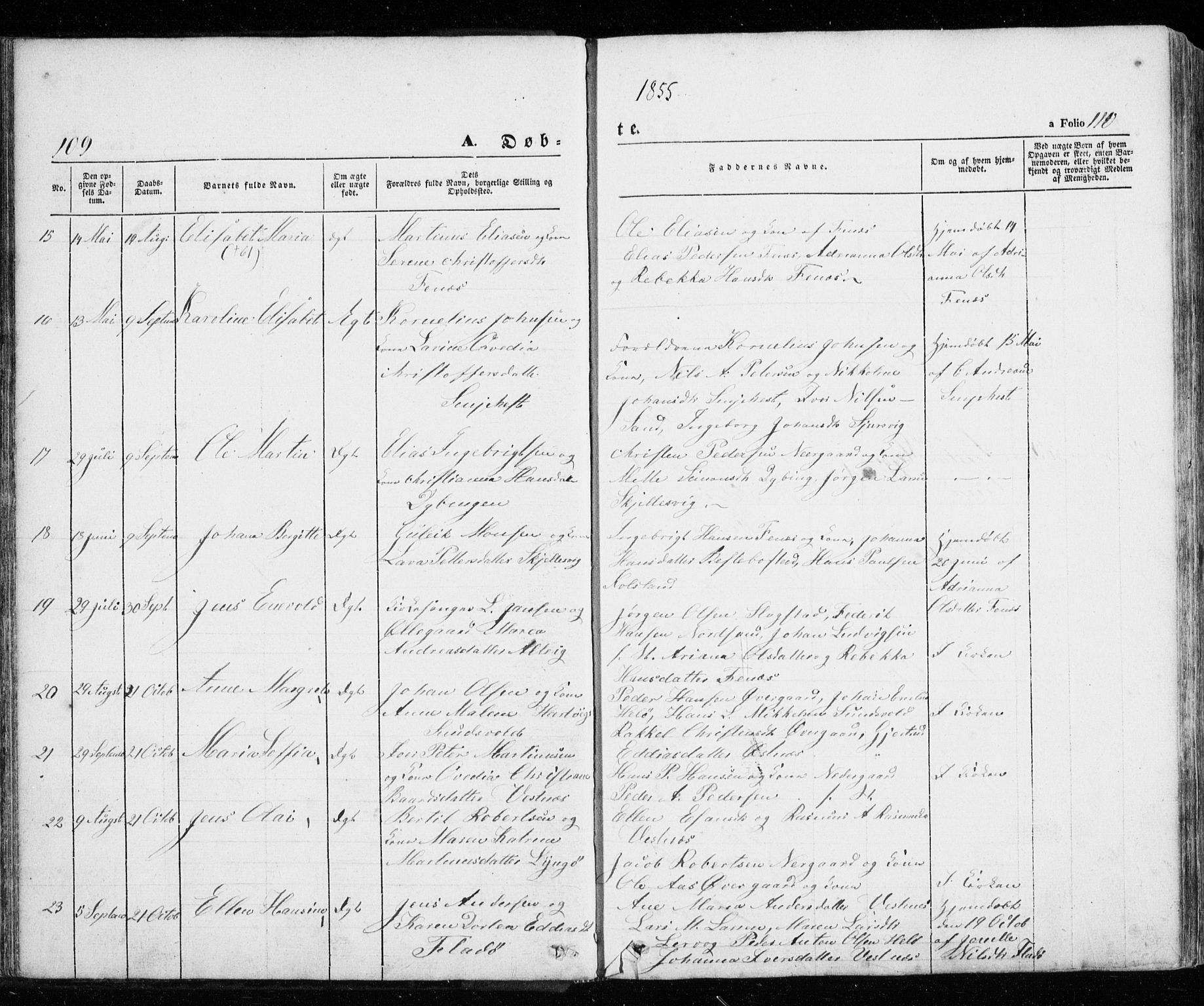 Trondenes sokneprestkontor, SATØ/S-1319/H/Ha/L0010kirke: Parish register (official) no. 10, 1840-1865, p. 109-110