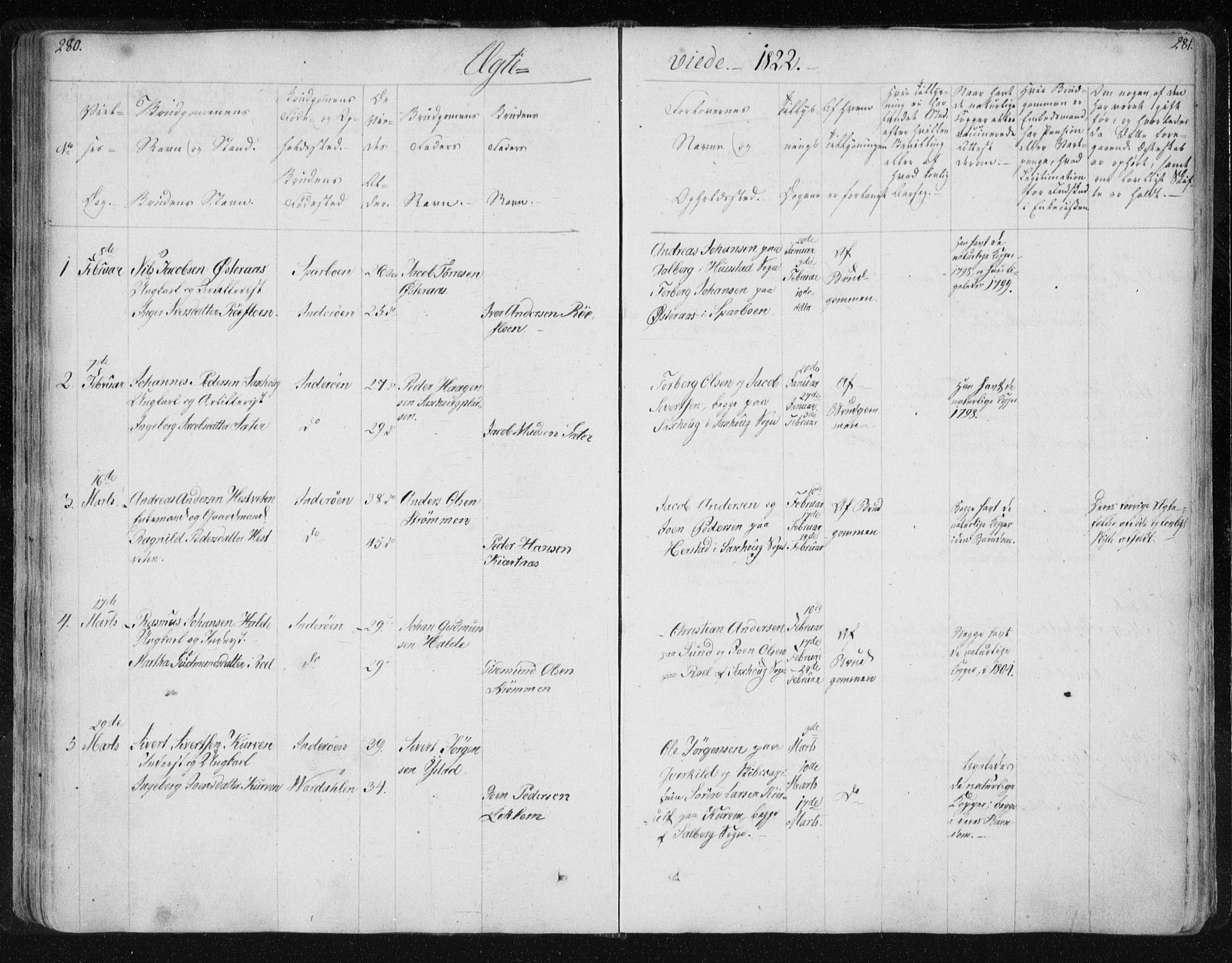 Ministerialprotokoller, klokkerbøker og fødselsregistre - Nord-Trøndelag, SAT/A-1458/730/L0276: Parish register (official) no. 730A05, 1822-1830, p. 280-281