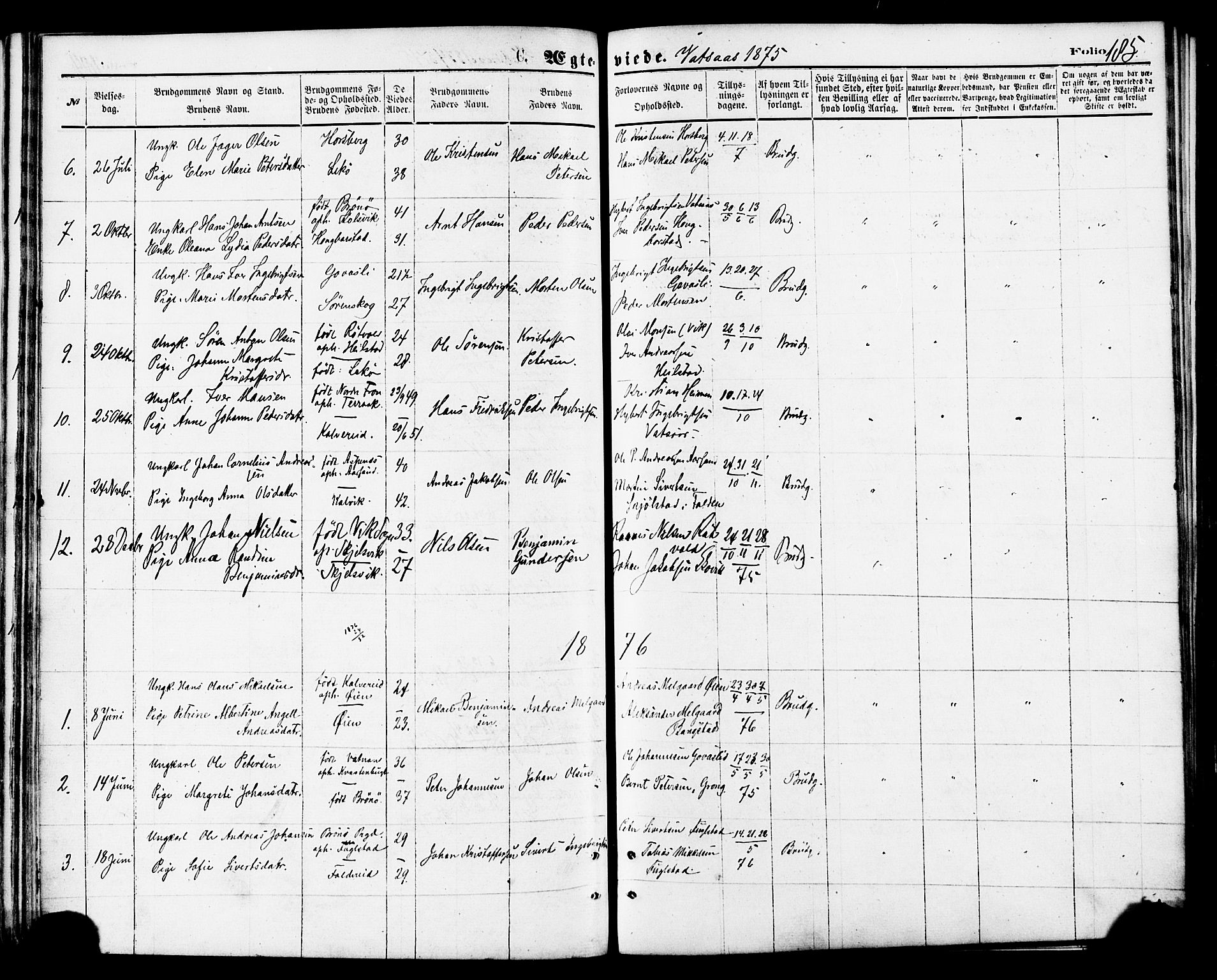 Ministerialprotokoller, klokkerbøker og fødselsregistre - Nordland, AV/SAT-A-1459/810/L0148: Parish register (official) no. 810A09 /1, 1874-1884, p. 185