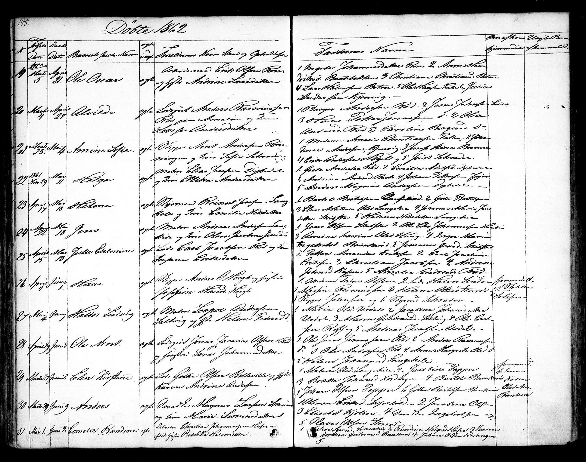 Hvaler prestekontor Kirkebøker, SAO/A-2001/F/Fa/L0006: Parish register (official) no. I 6, 1846-1863, p. 145