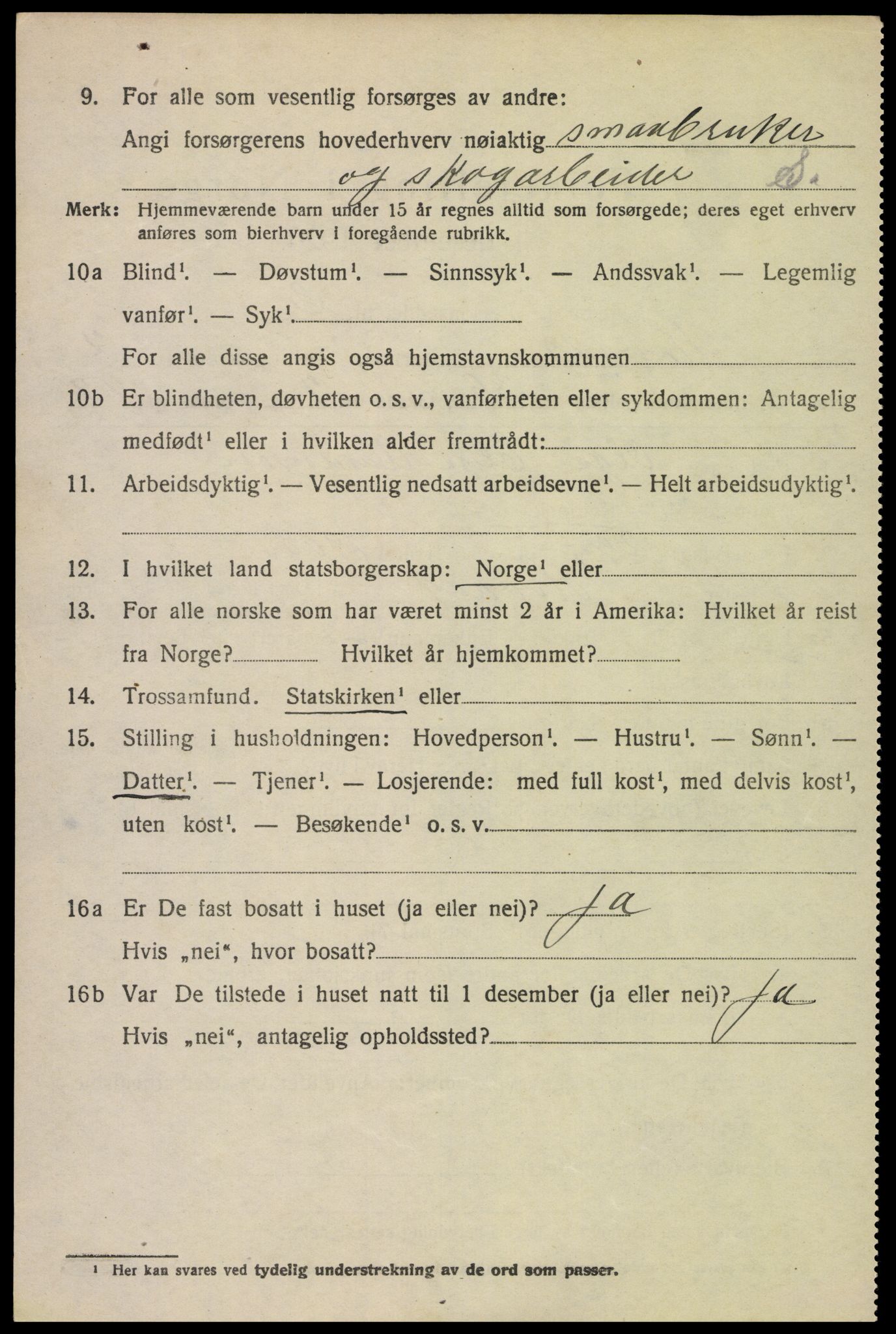 SAK, 1920 census for Høvåg, 1920, p. 1487