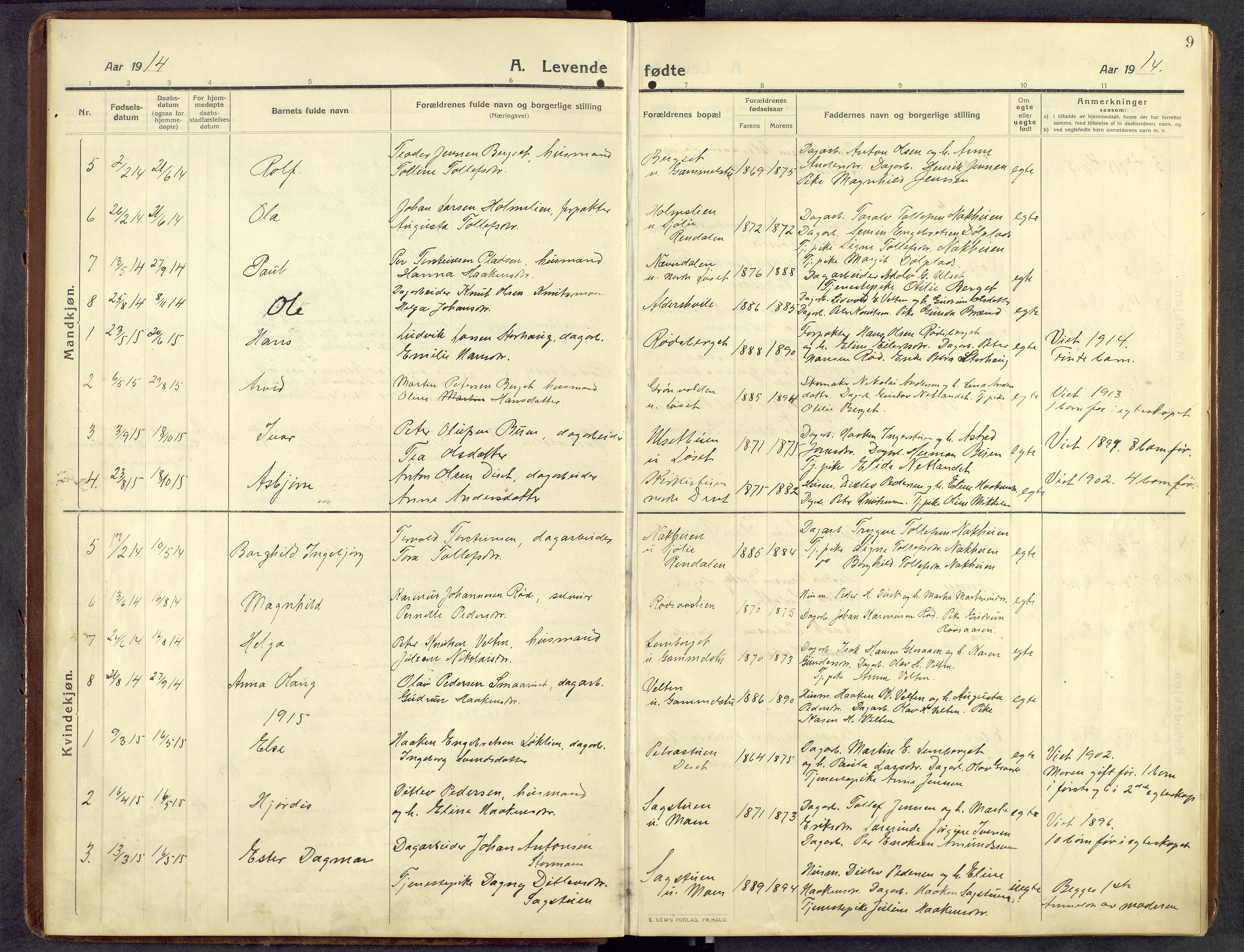 Åmot prestekontor, Hedmark, AV/SAH-PREST-056/H/Ha/Hab/L0014: Parish register (copy) no. 14, 1911-1968, p. 9