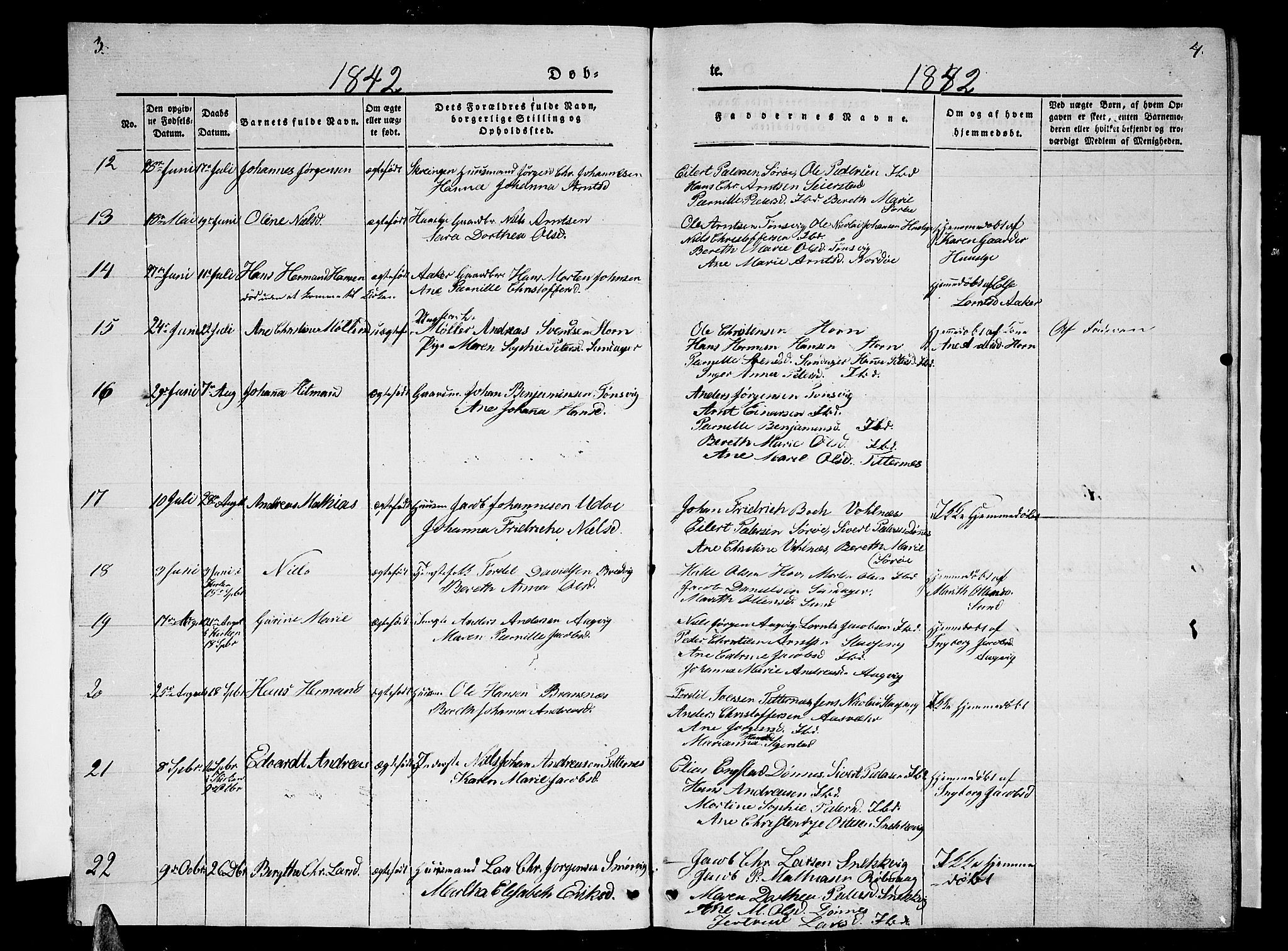 Ministerialprotokoller, klokkerbøker og fødselsregistre - Nordland, AV/SAT-A-1459/835/L0530: Parish register (copy) no. 835C02, 1842-1865, p. 3-4