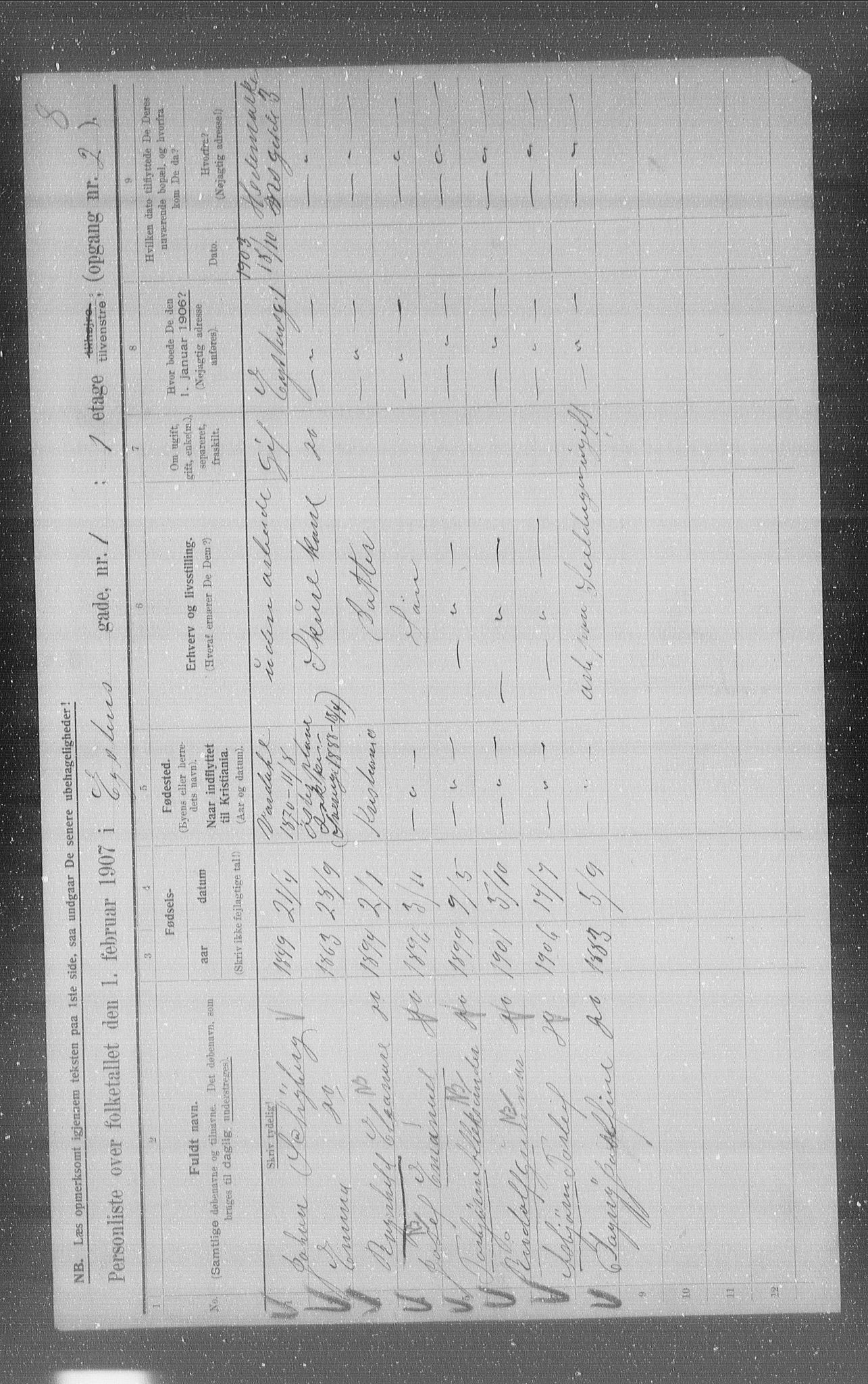 OBA, Municipal Census 1907 for Kristiania, 1907, p. 66250