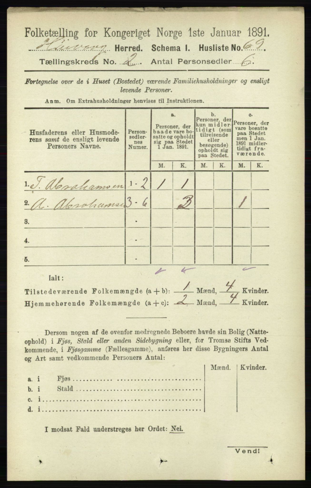 RA, 1891 census for 0927 Høvåg, 1891, p. 533