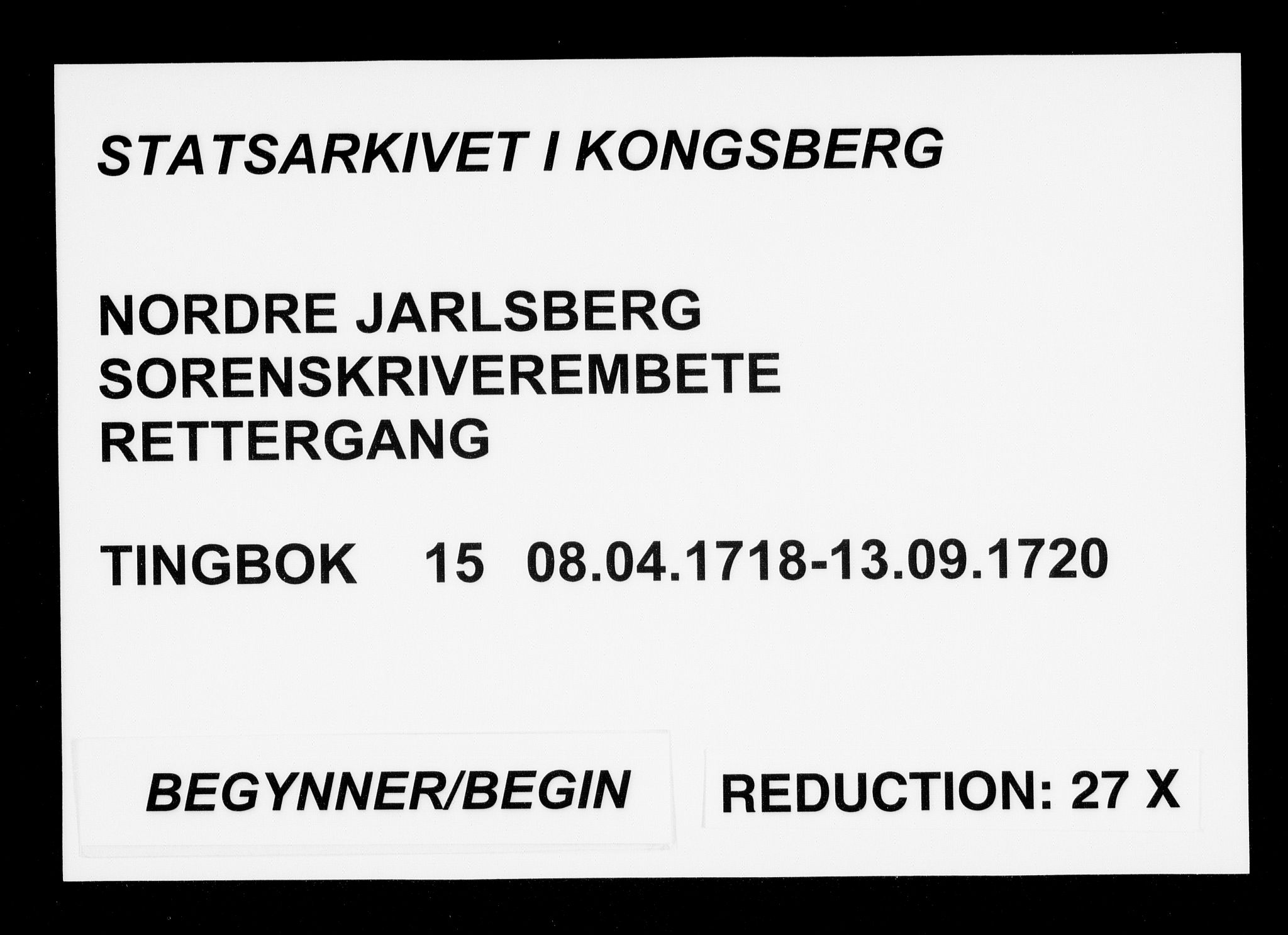 Nordre Jarlsberg sorenskriveri, AV/SAKO-A-80/F/Fa/Faa/L0015: Tingbok, 1718-1720