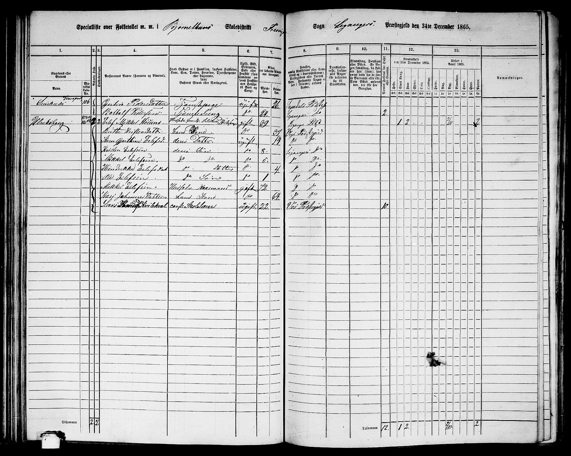 RA, 1865 census for Leikanger, 1865, p. 106