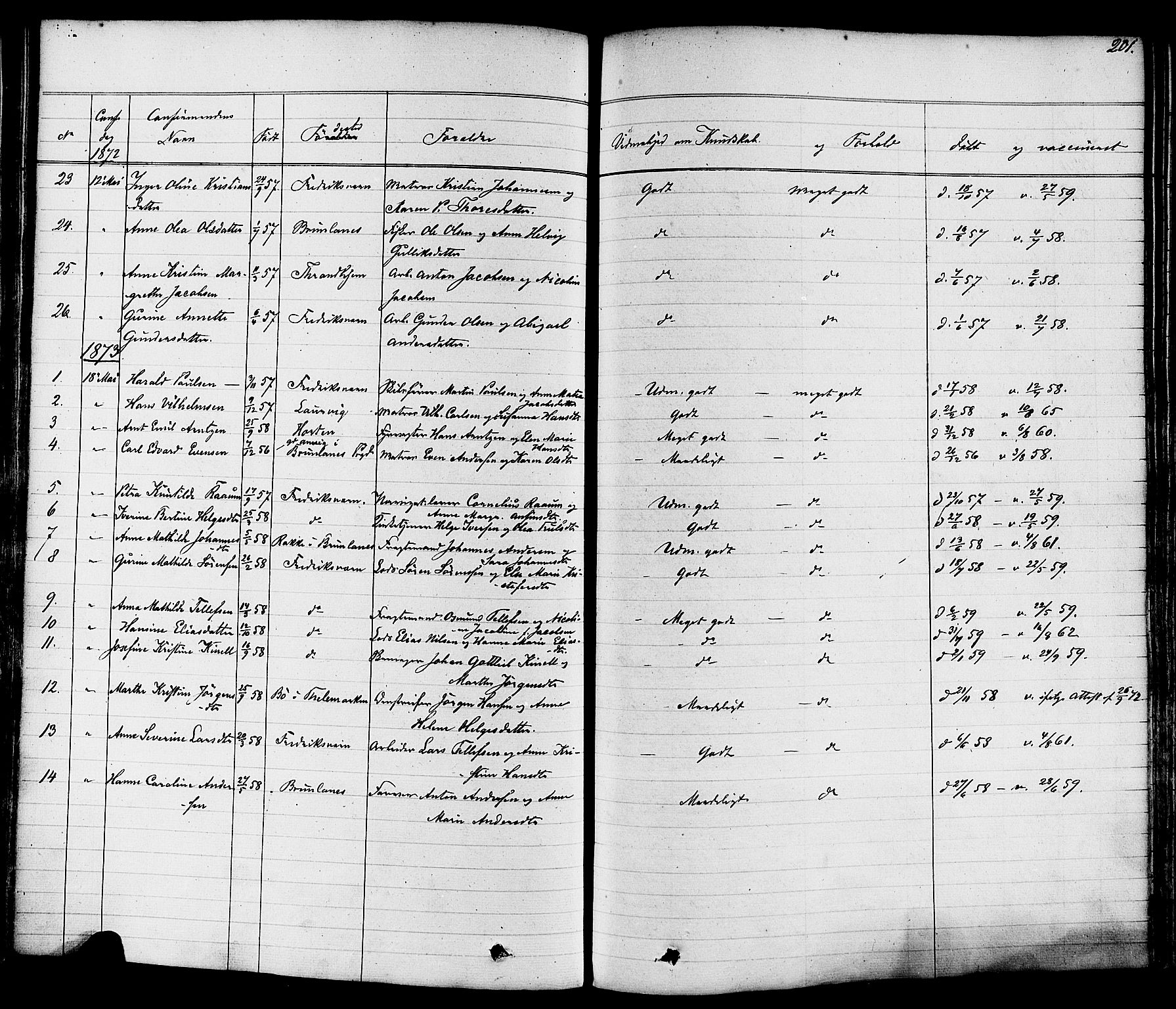 Stavern kirkebøker, AV/SAKO-A-318/F/Fa/L0007: Parish register (official) no. 7, 1840-1877, p. 201