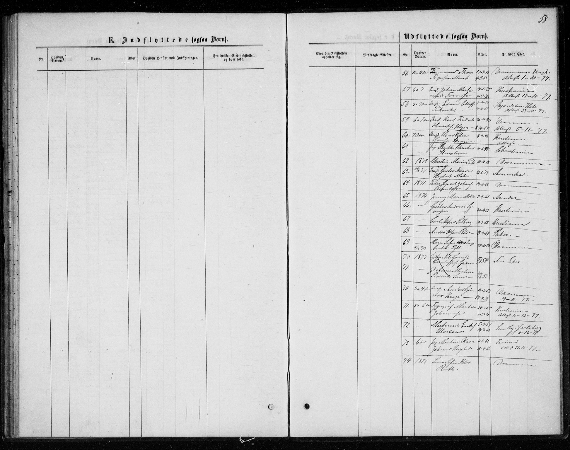 Kongsberg kirkebøker, AV/SAKO-A-22/G/Ga/L0004: Parish register (copy) no. 4, 1876-1877, p. 58