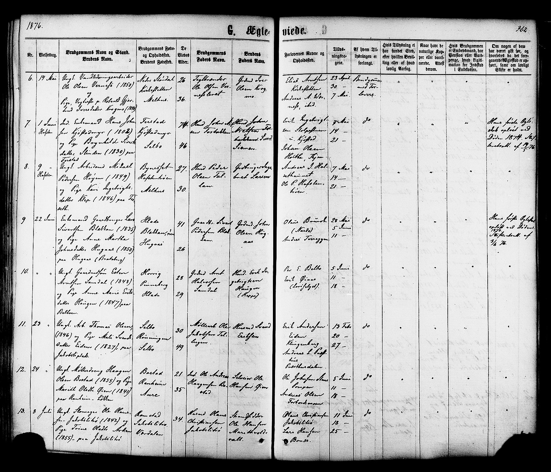 Ministerialprotokoller, klokkerbøker og fødselsregistre - Sør-Trøndelag, AV/SAT-A-1456/606/L0293: Parish register (official) no. 606A08, 1866-1877, p. 362