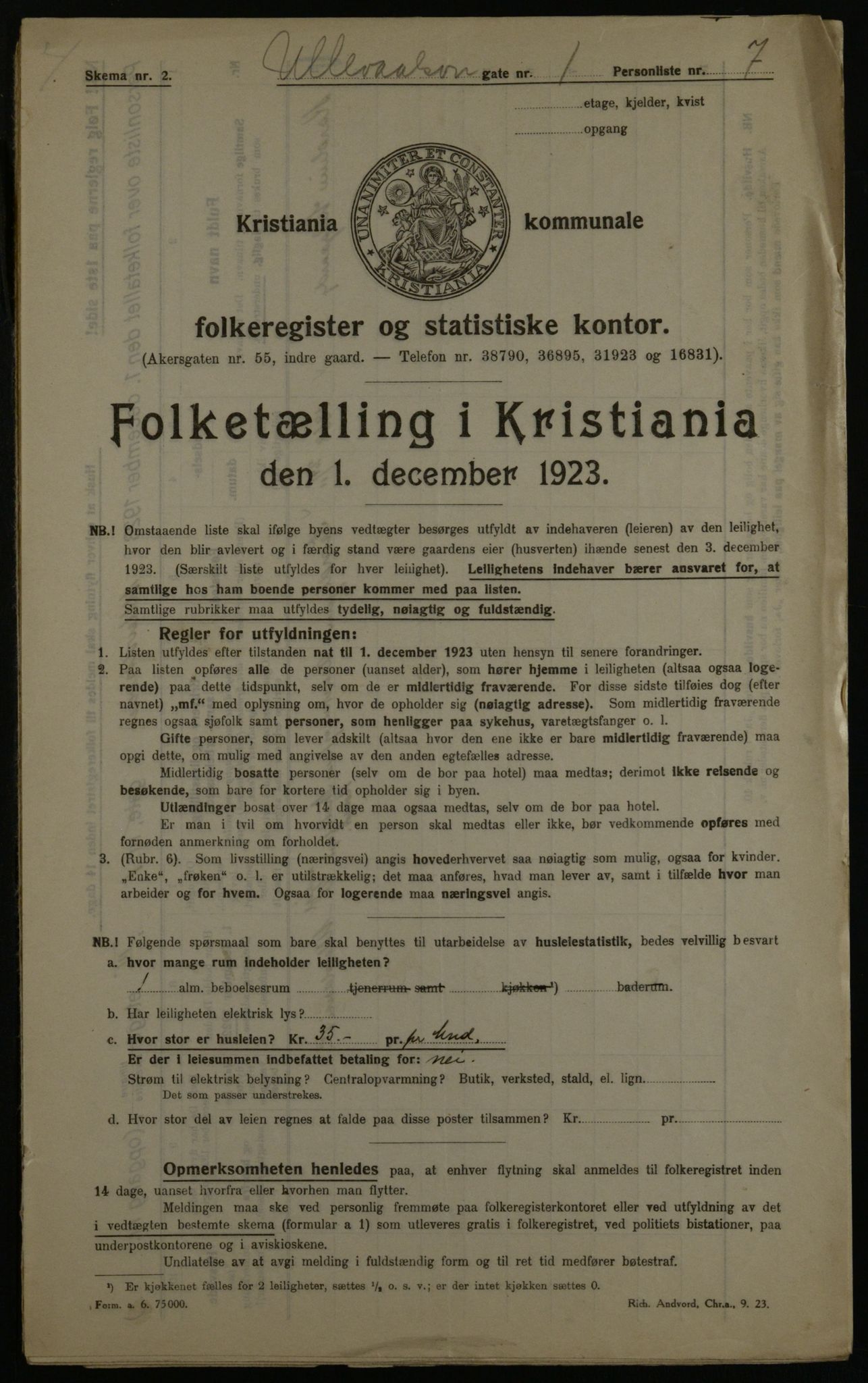 OBA, Municipal Census 1923 for Kristiania, 1923, p. 131326