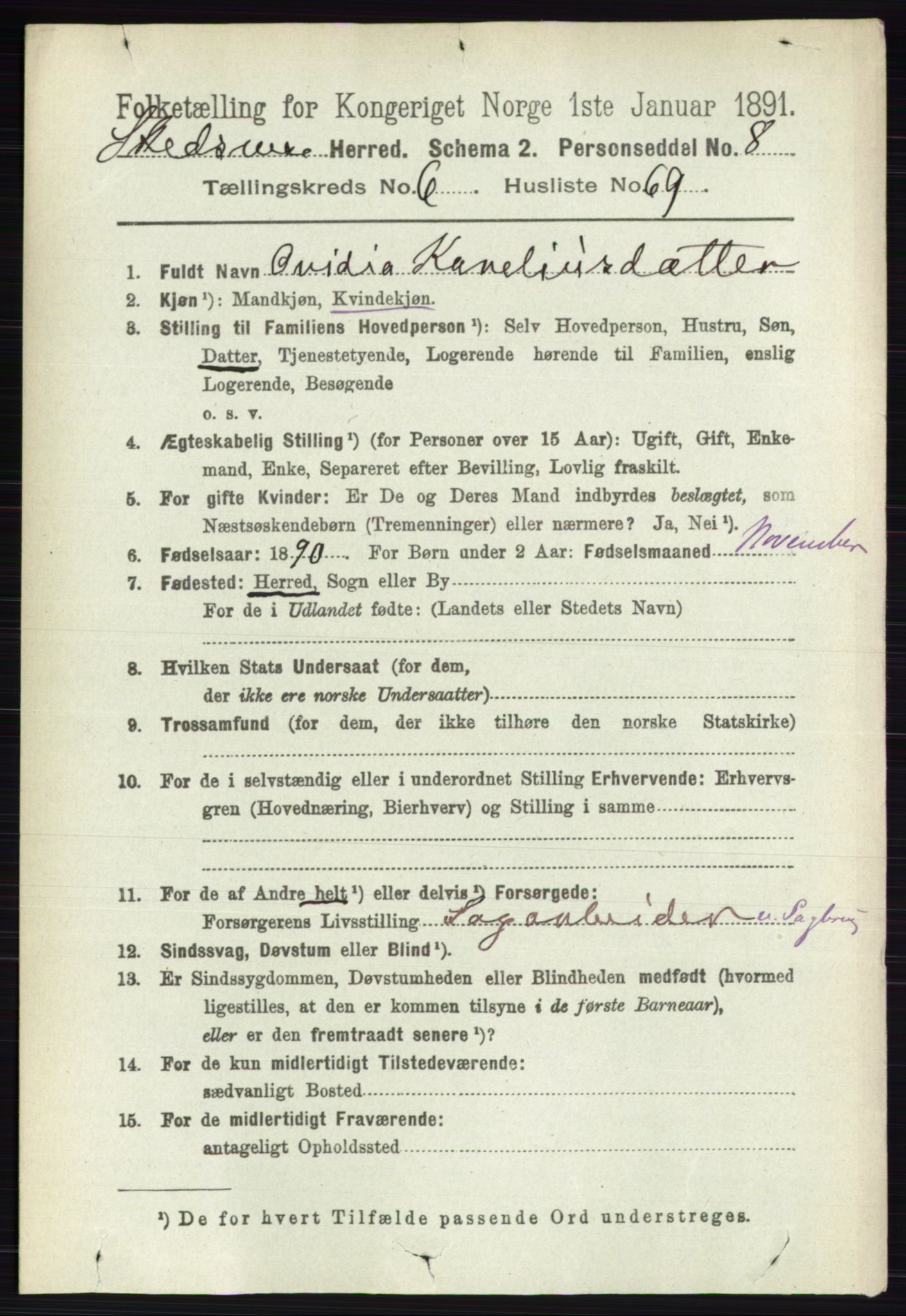 RA, 1891 census for 0231 Skedsmo, 1891, p. 3254