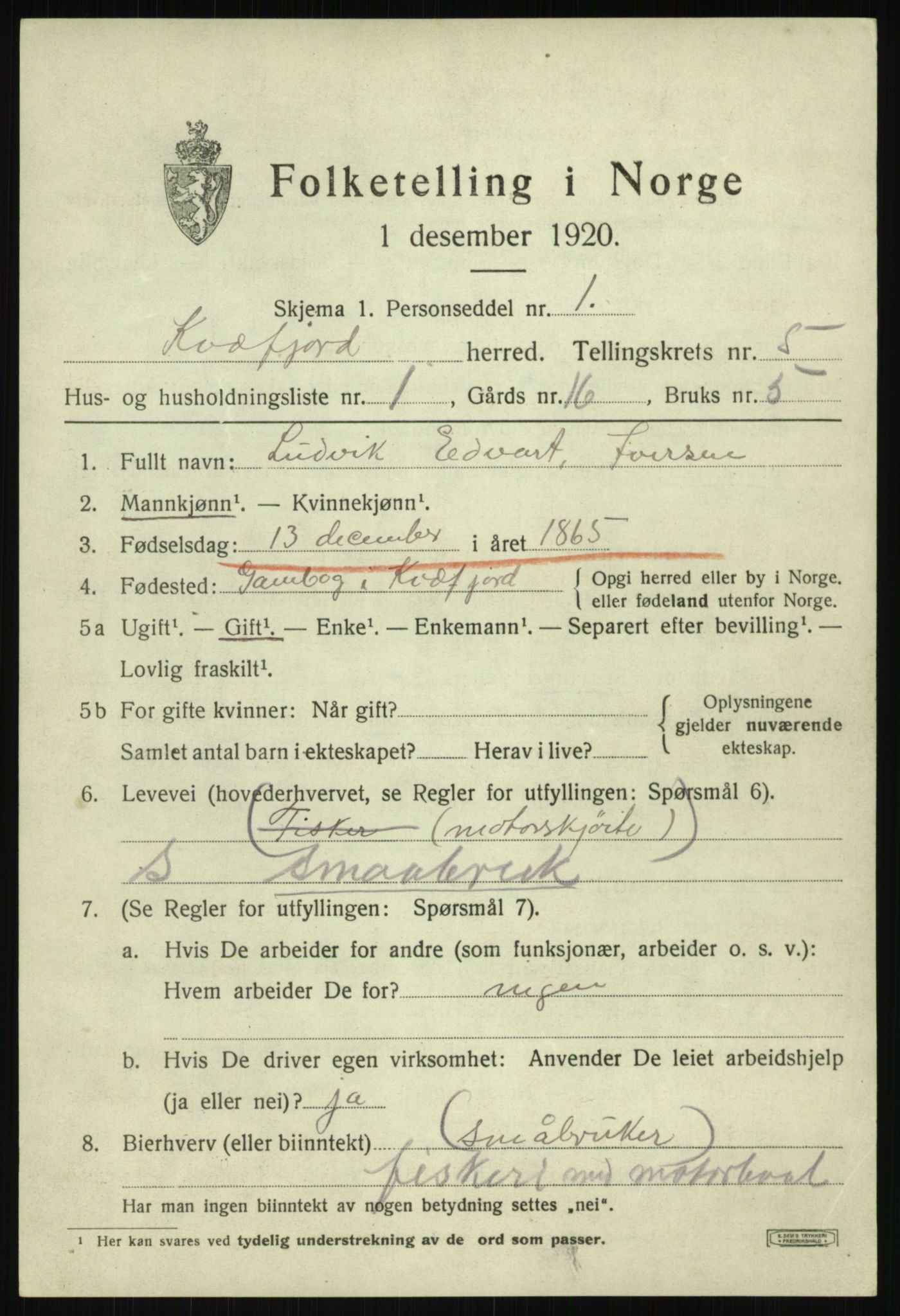 SATØ, 1920 census for Kvæfjord, 1920, p. 2569
