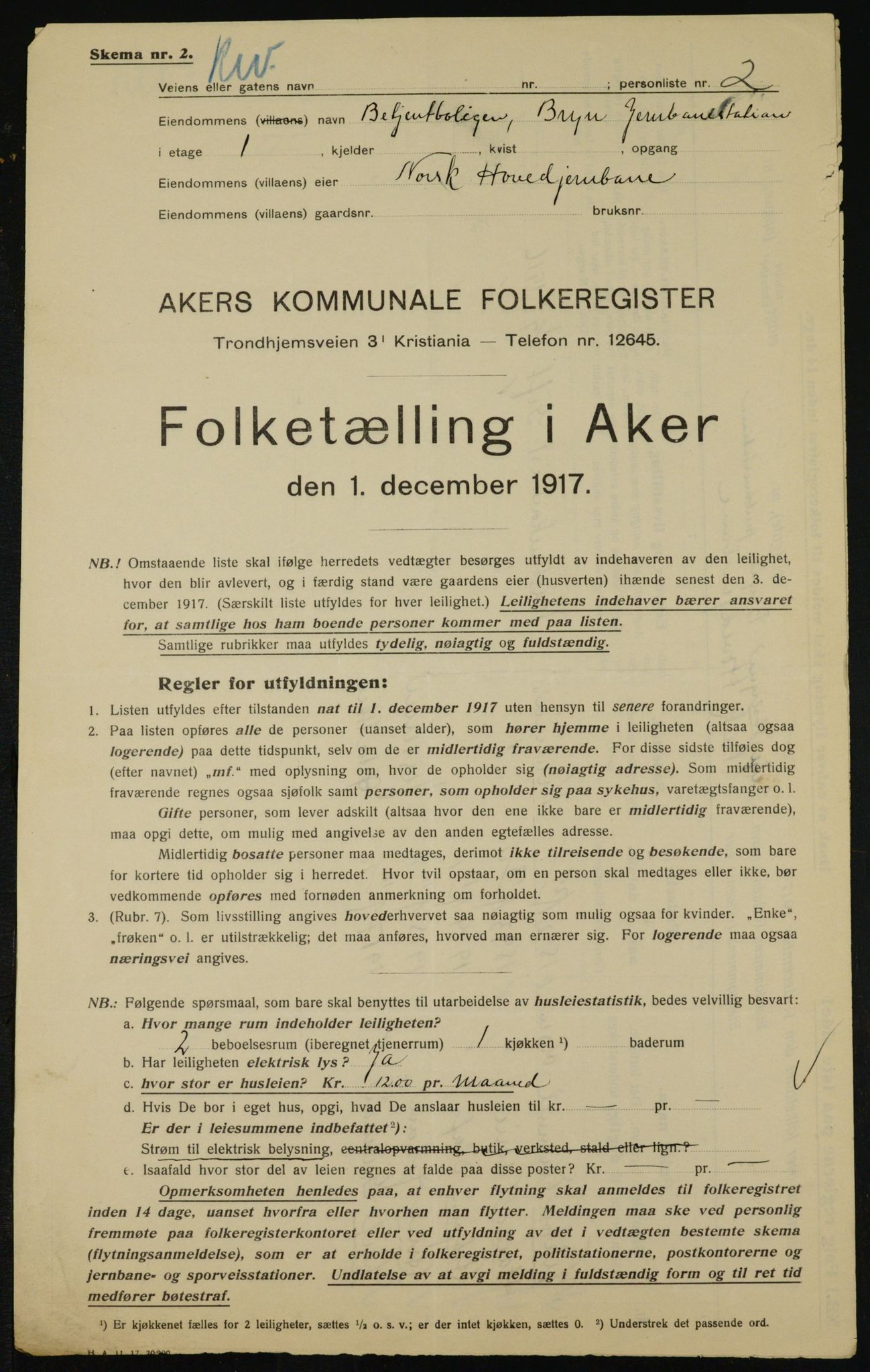 OBA, Municipal Census 1917 for Aker, 1917, p. 23827