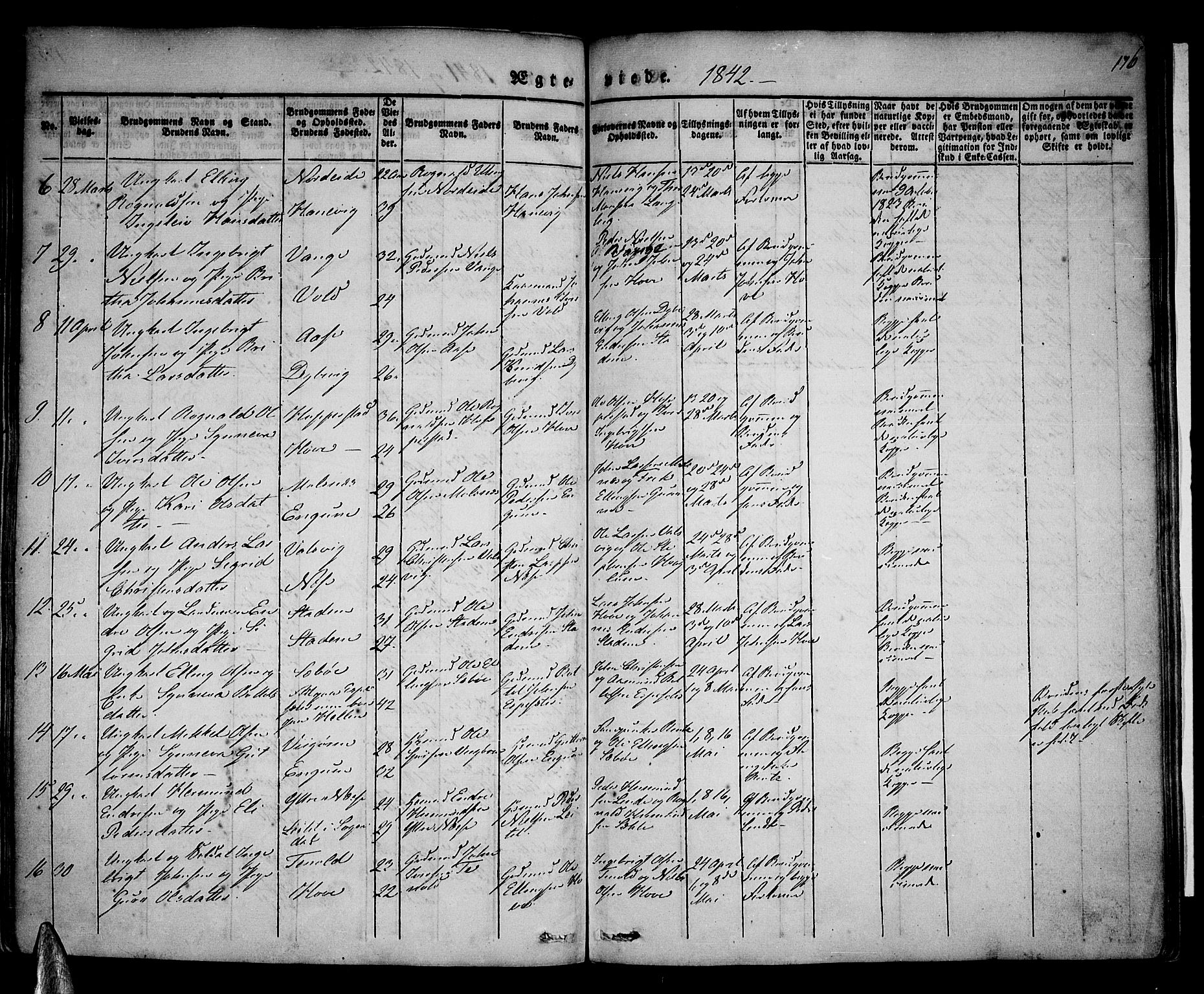 Vik sokneprestembete, AV/SAB-A-81501/H/Haa/Haaa/L0007: Parish register (official) no. A 7, 1831-1845, p. 176