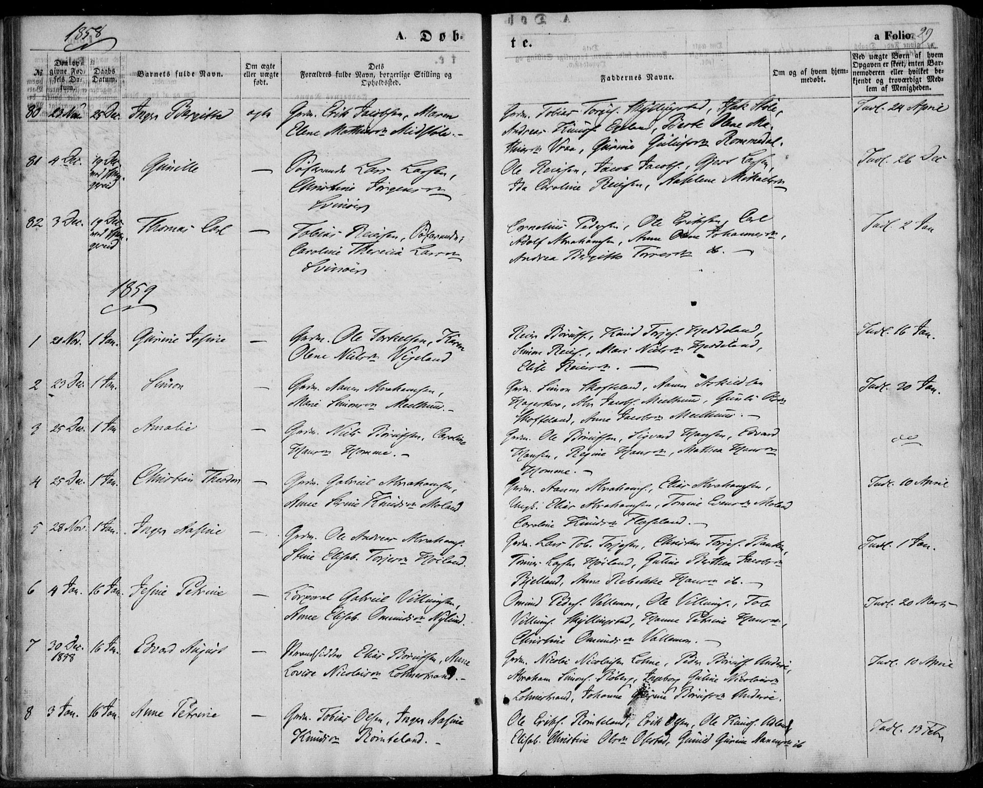 Sør-Audnedal sokneprestkontor, AV/SAK-1111-0039/F/Fa/Fab/L0007: Parish register (official) no. A 7, 1855-1876, p. 29